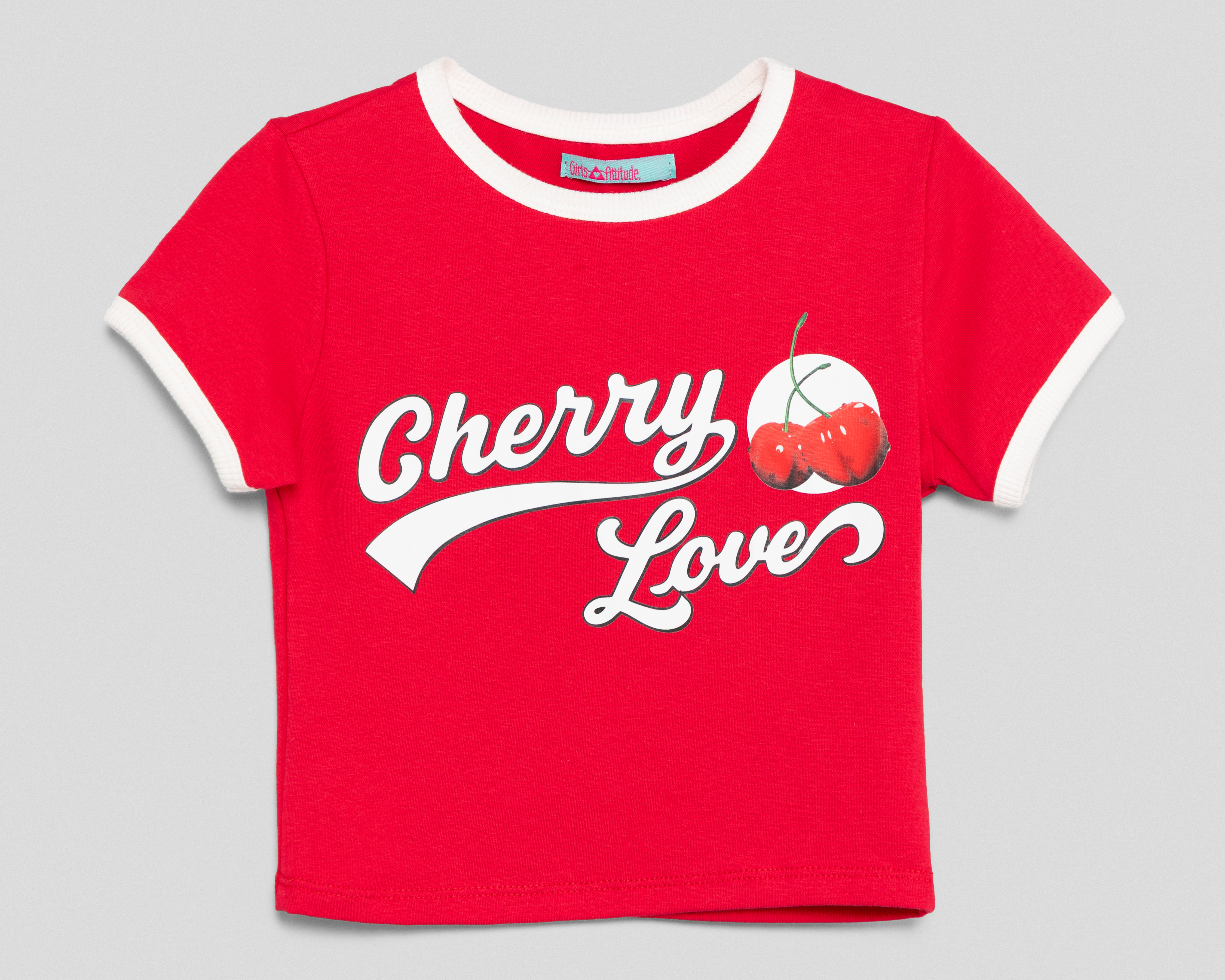 Playera de Cuello Redondo Roja Girls Attitude para Niña