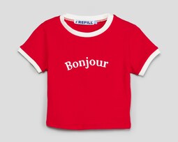 Playera de Cuello Redondo Roja Refill para Niña