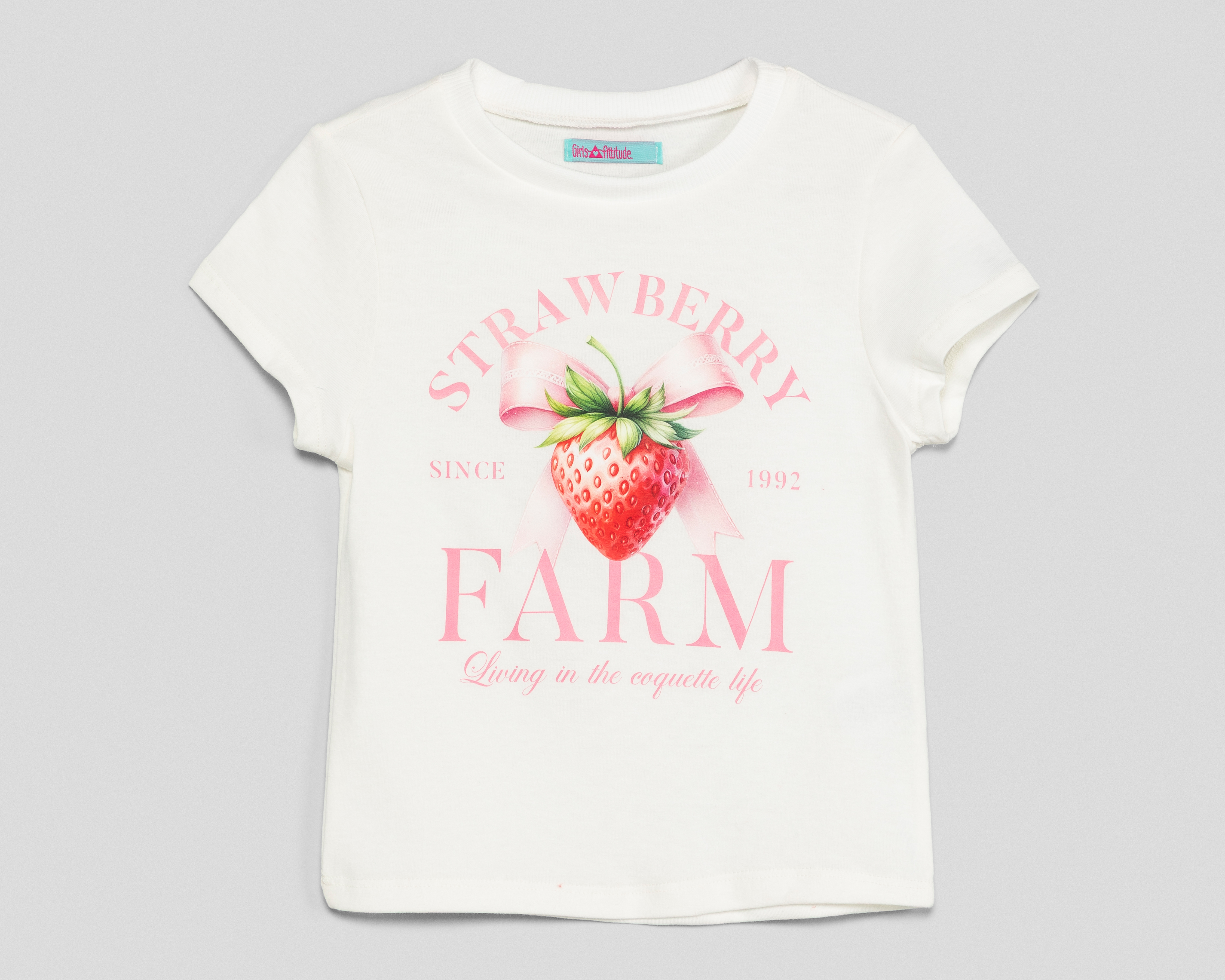 Foto 2 pulgar | Foto 1 | Playera de Cuello Redondo Blanca Girls Attitude para Niña