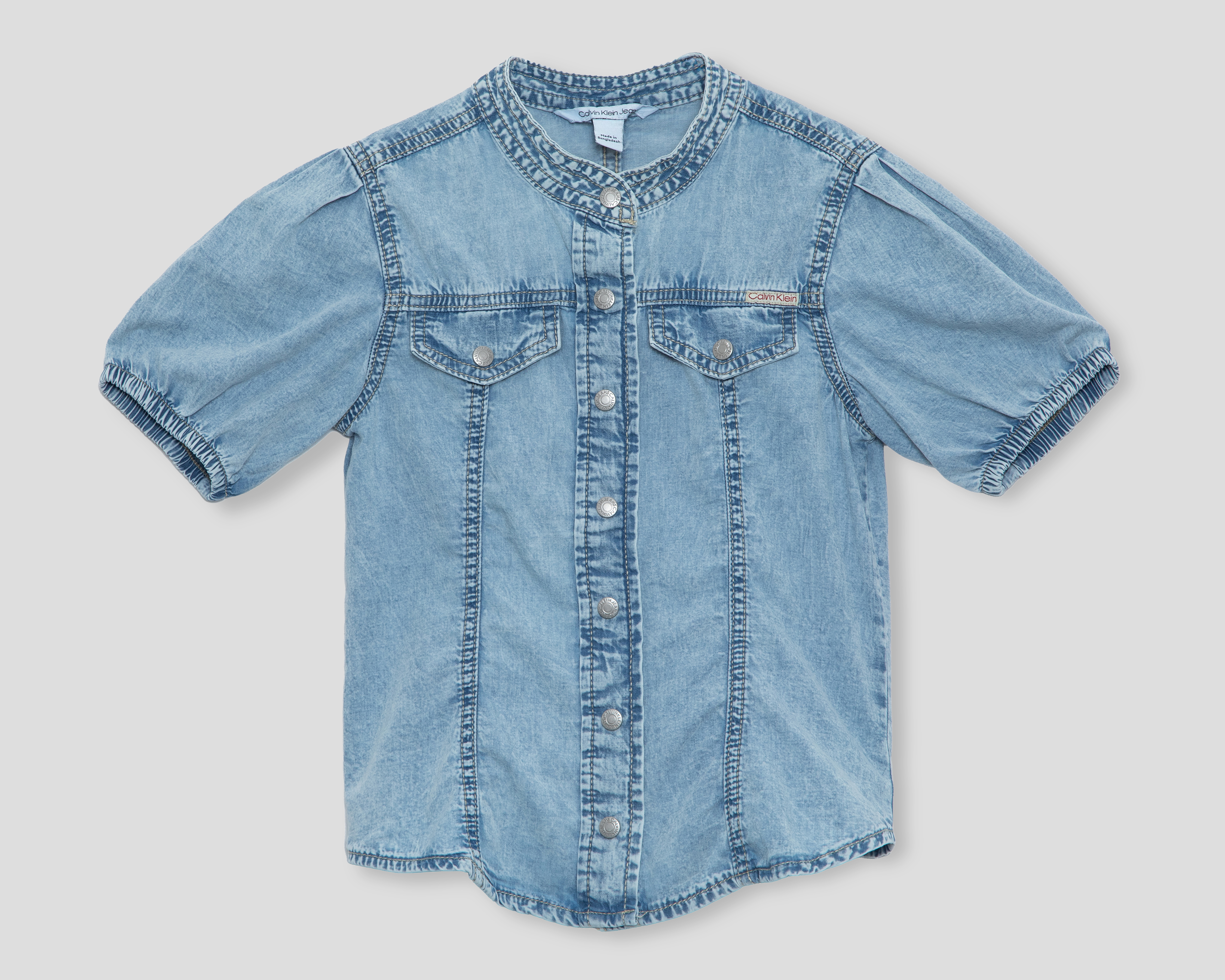 Blusa Cuello Mao Azul Calvin Klein para Niña