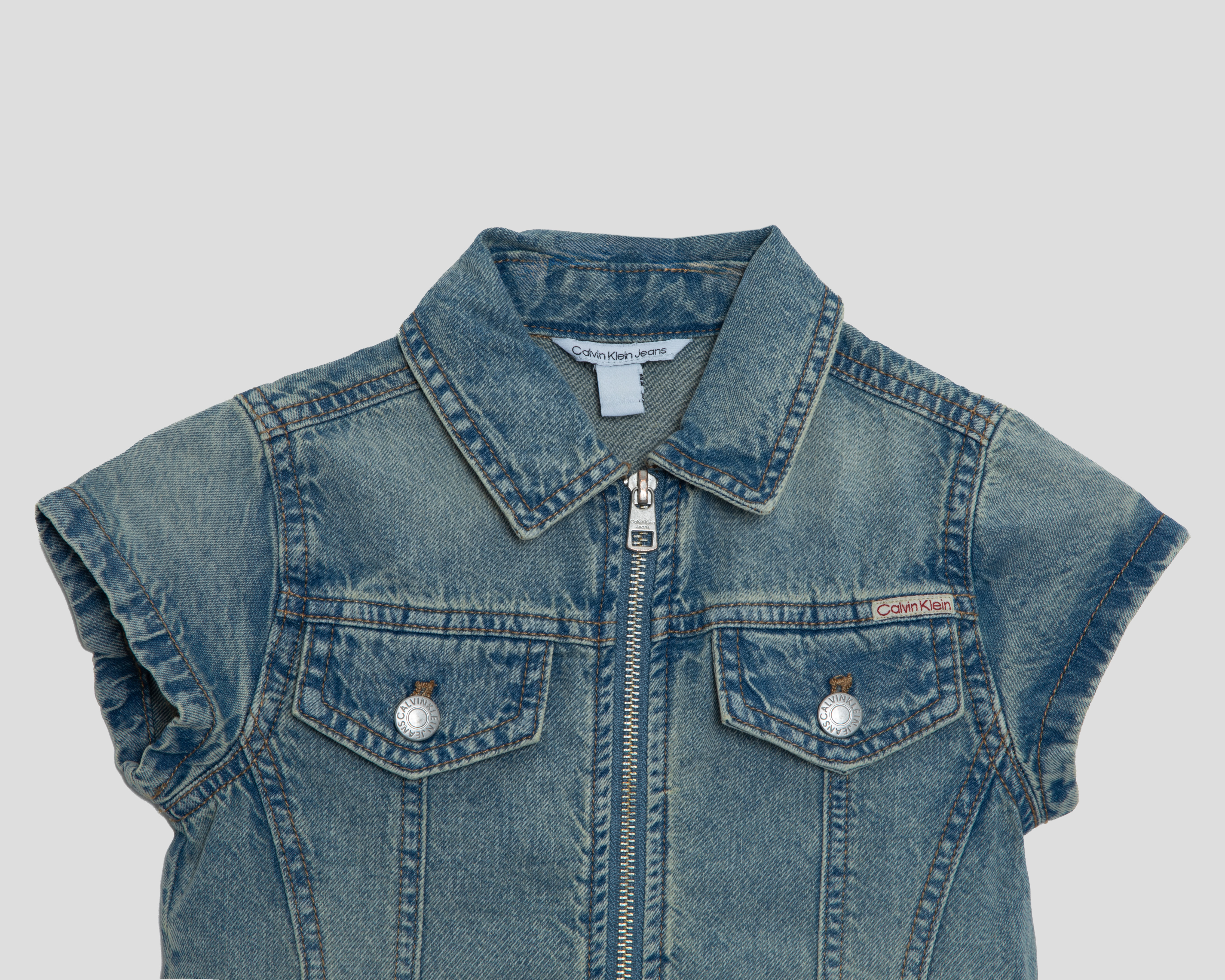 Foto 4 pulgar | Foto 3 | Vestido Azul Calvin Klein para Niña