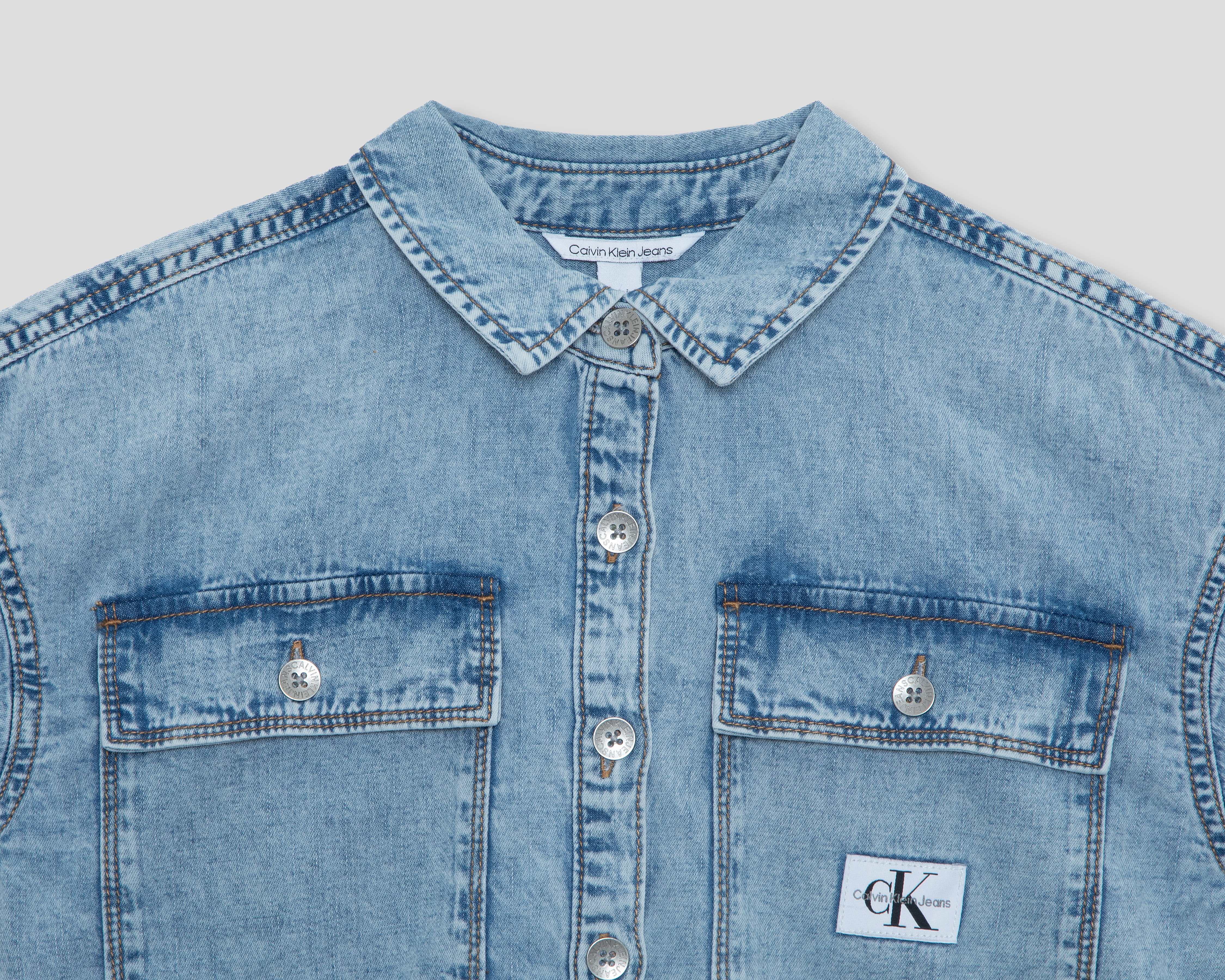 Foto 4 pulgar | Foto 3 | Vestido Azul Calvin Klein para Niña