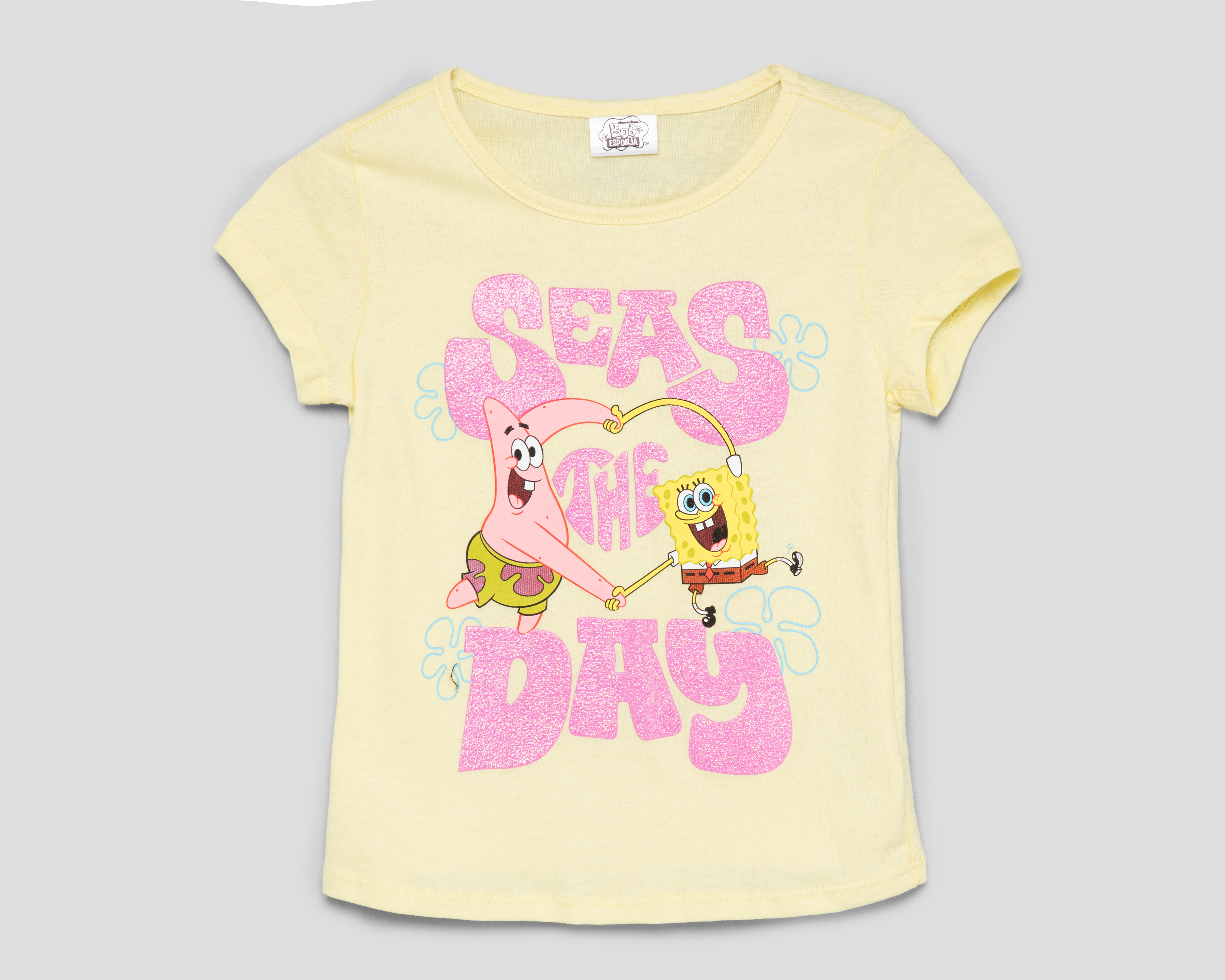 Playera de Cuello redondo Amarilla Bob Esponja para Niña