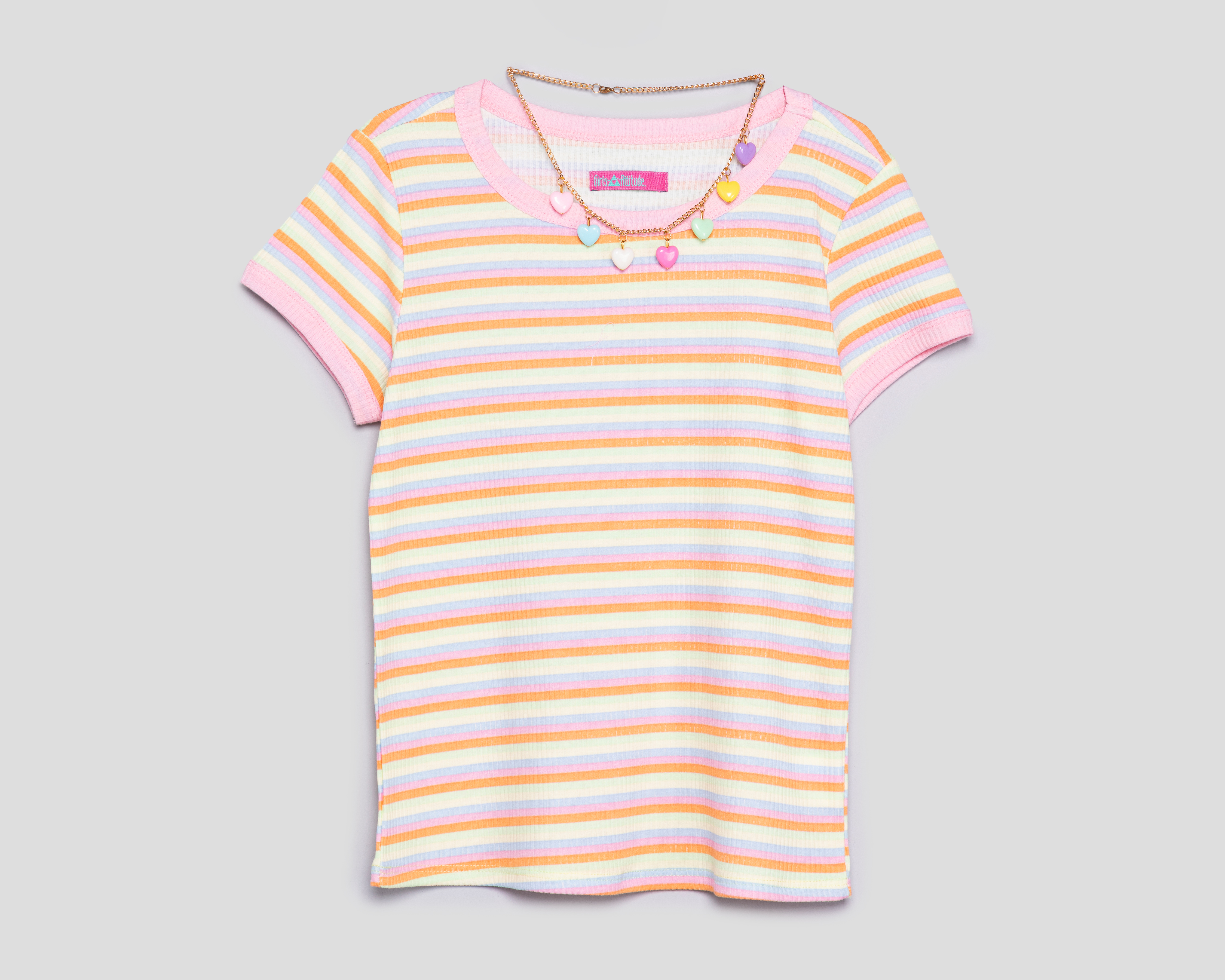 Playera de Cuello Redondo Multicolor Girls Attitude para Niña