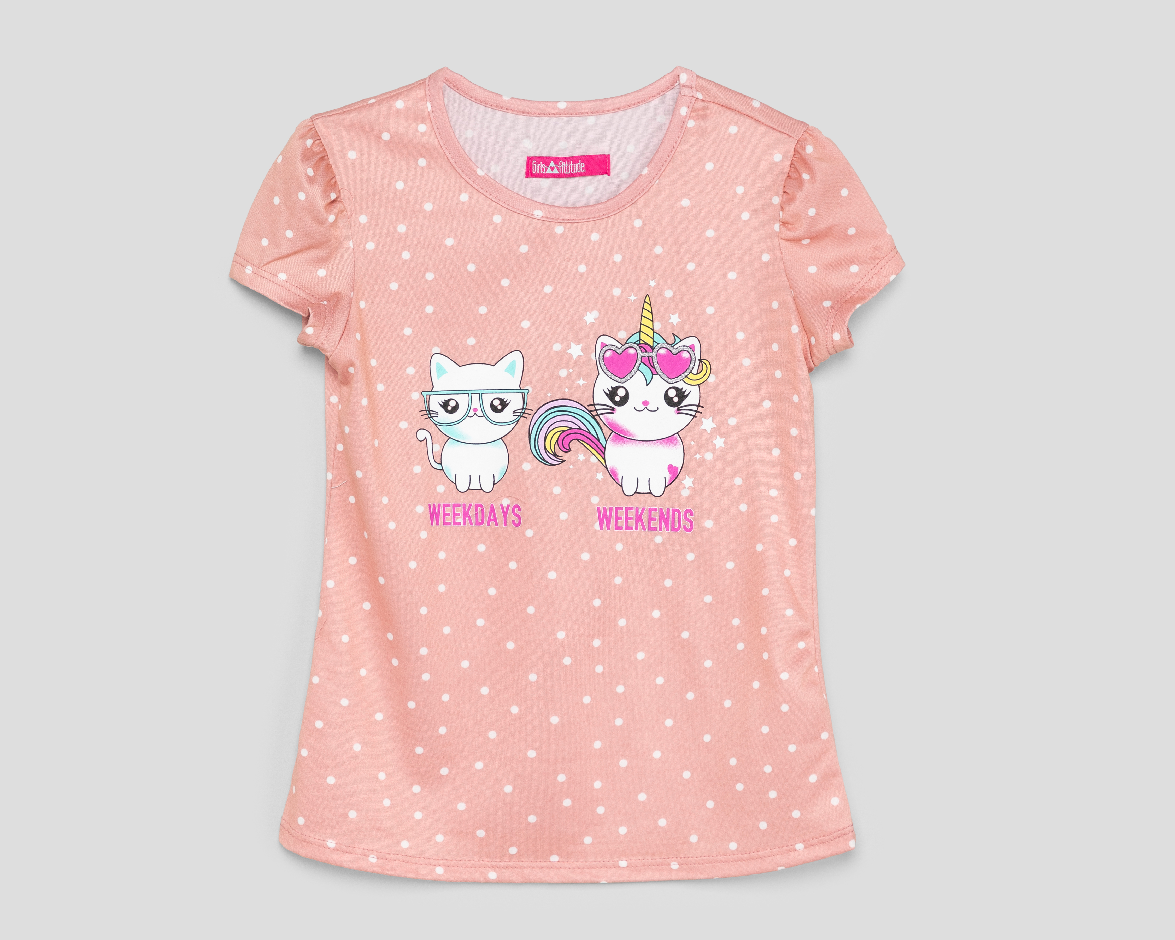 Playera de Cuello Redondo Rosa Girls Attitude para Niña