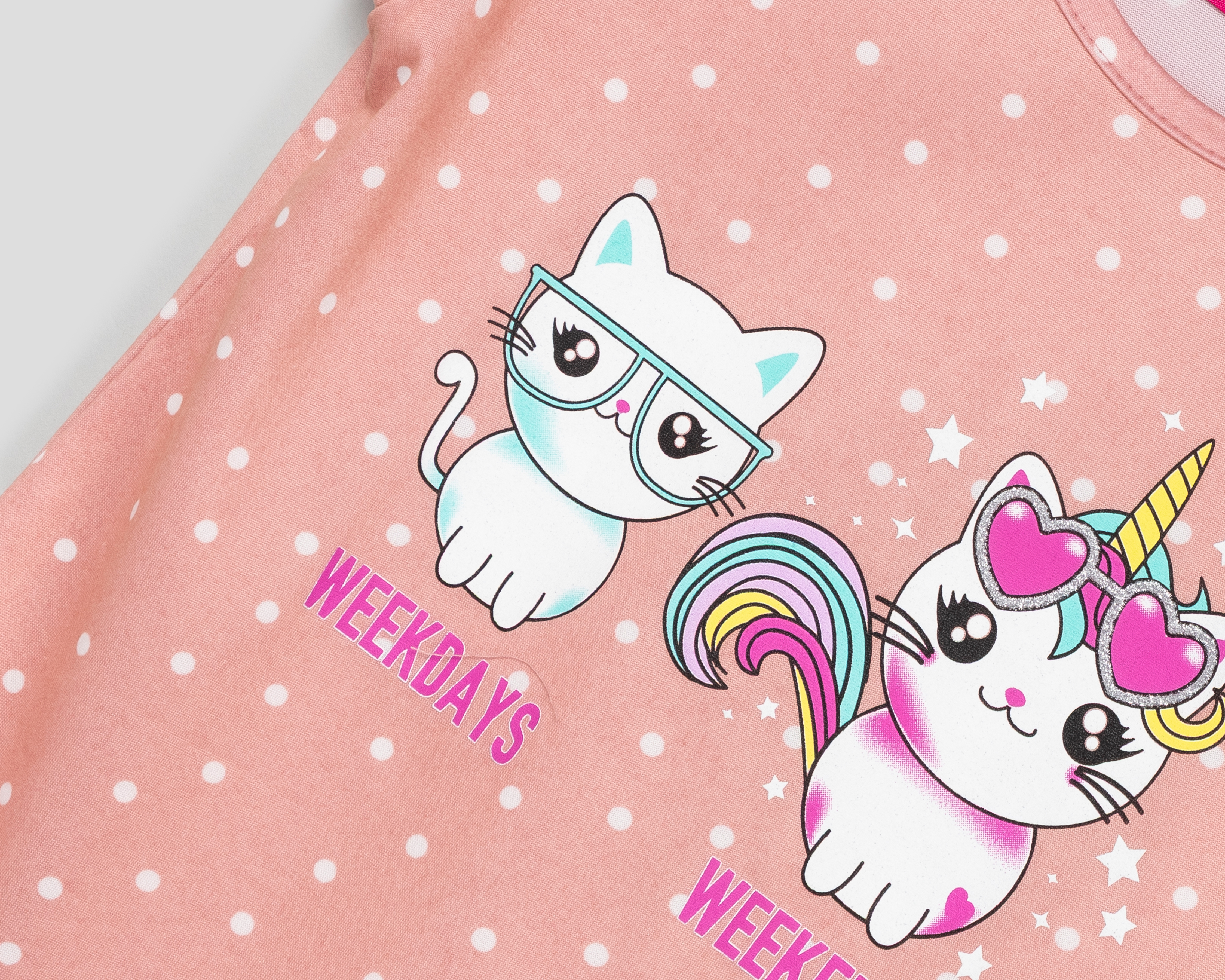 Foto 4 pulgar | Foto 3 | Playera de Cuello Redondo Rosa Girls Attitude para Niña