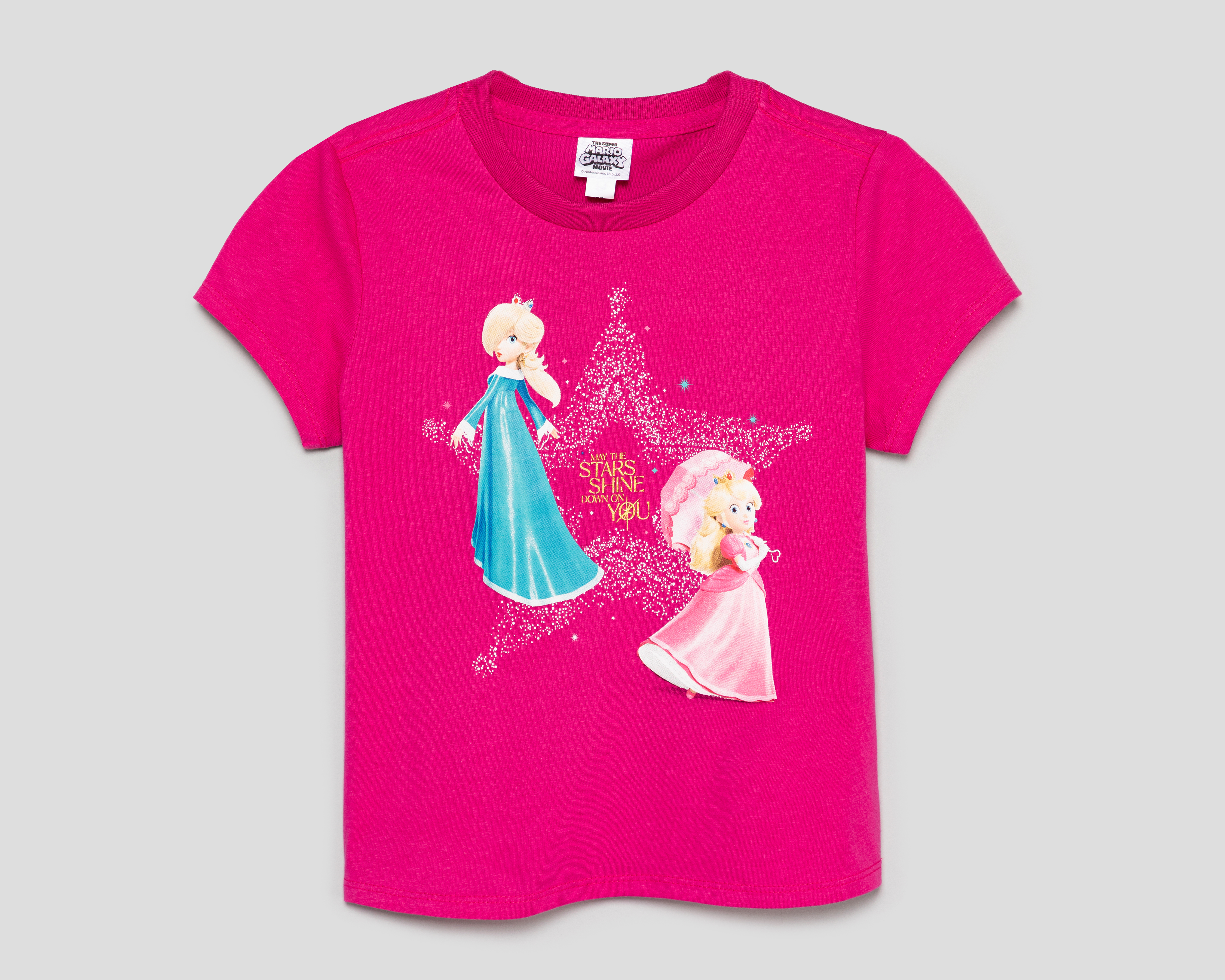 Playera de Cuello Redondo Rosa Mario Bros para Niña