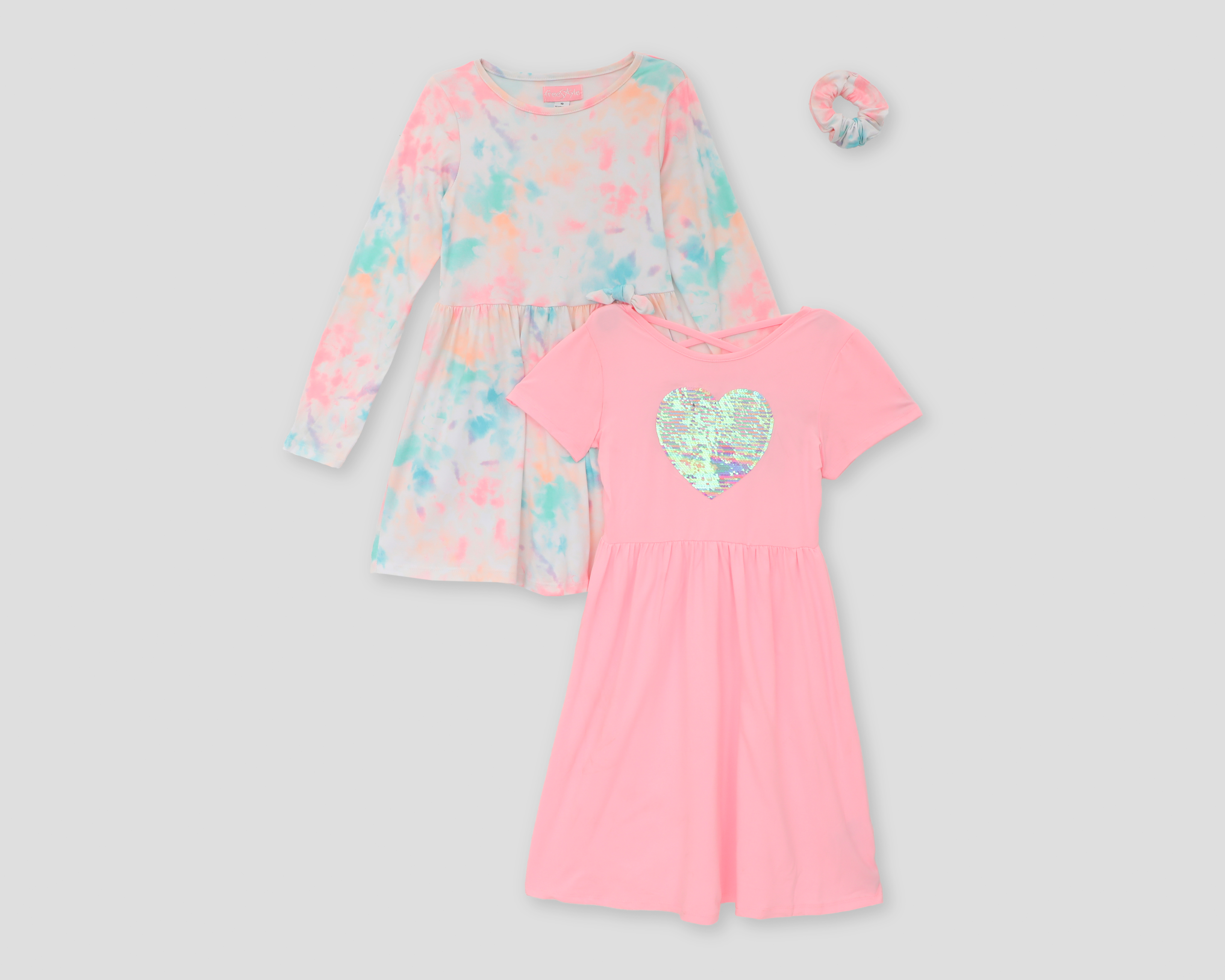 Foto 2 pulgar | Foto 1 | Vestido con Scrunchie Freestyle Revolution para Niña 3 Piezas