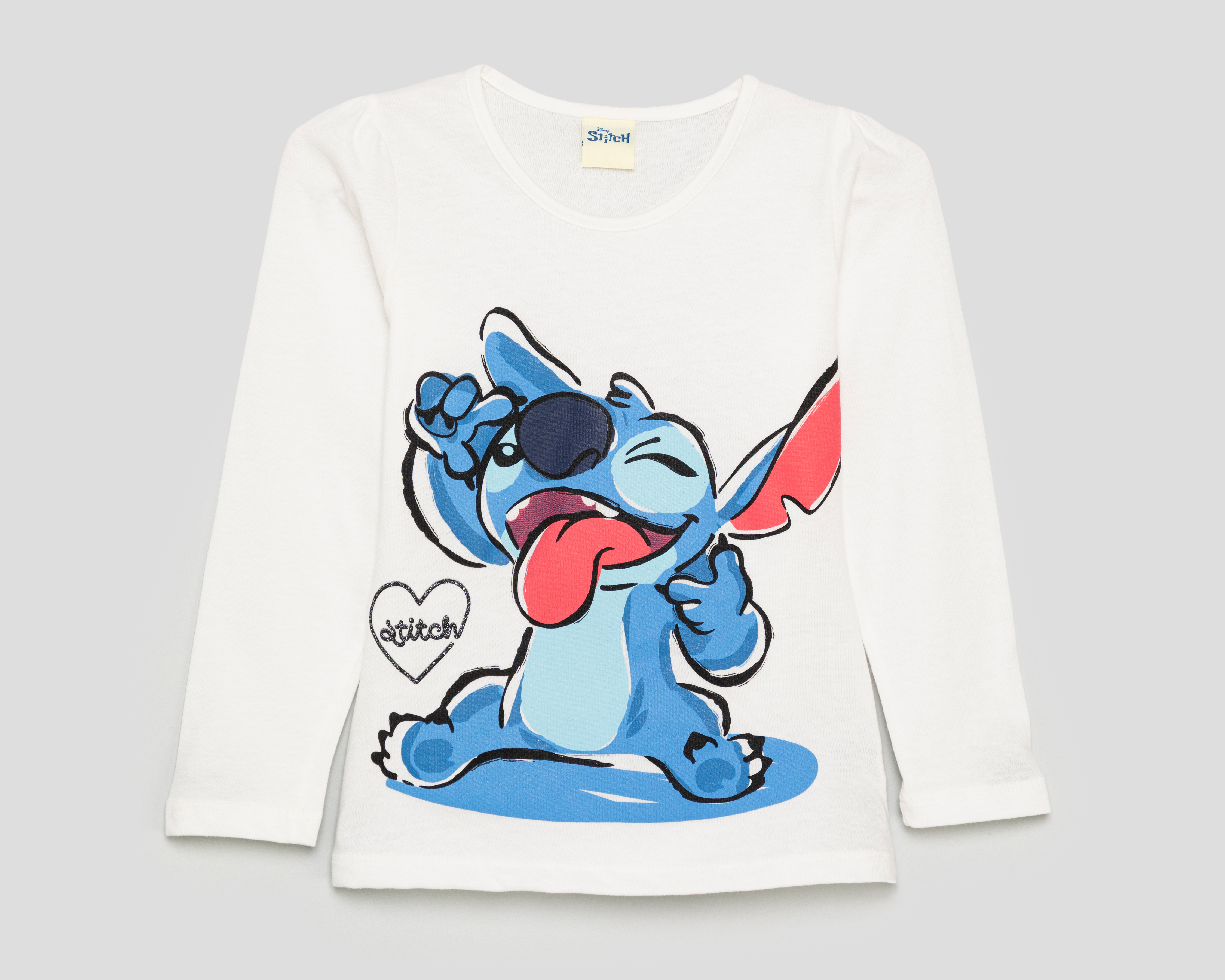 Foto 1 | Foto 1 | Playera Manga Larga Blanca Disney Lilo & Stitch para Niña