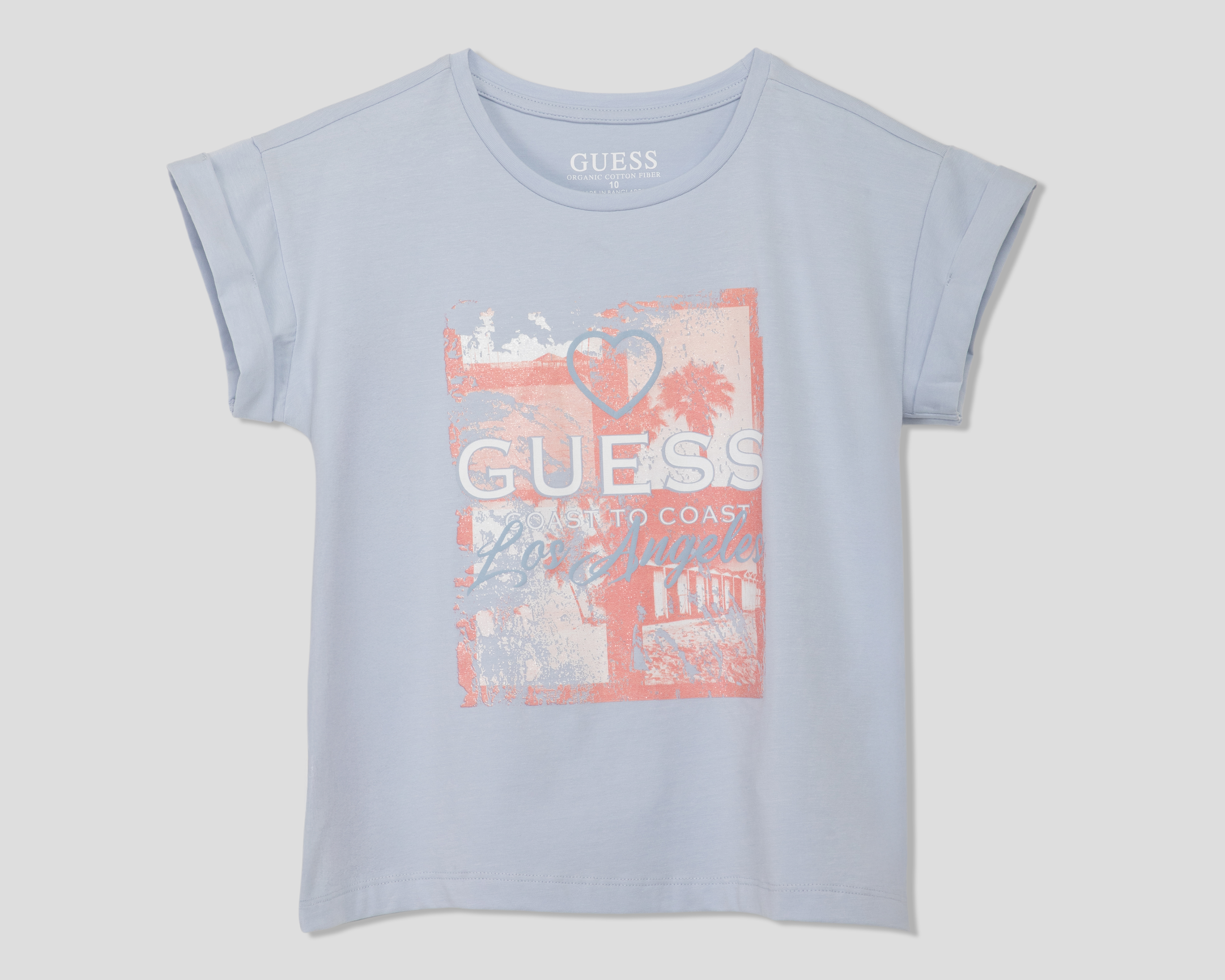 Foto 2 pulgar | Foto 1 | Playera de Cuello Redondo Azul Guess Juvenil