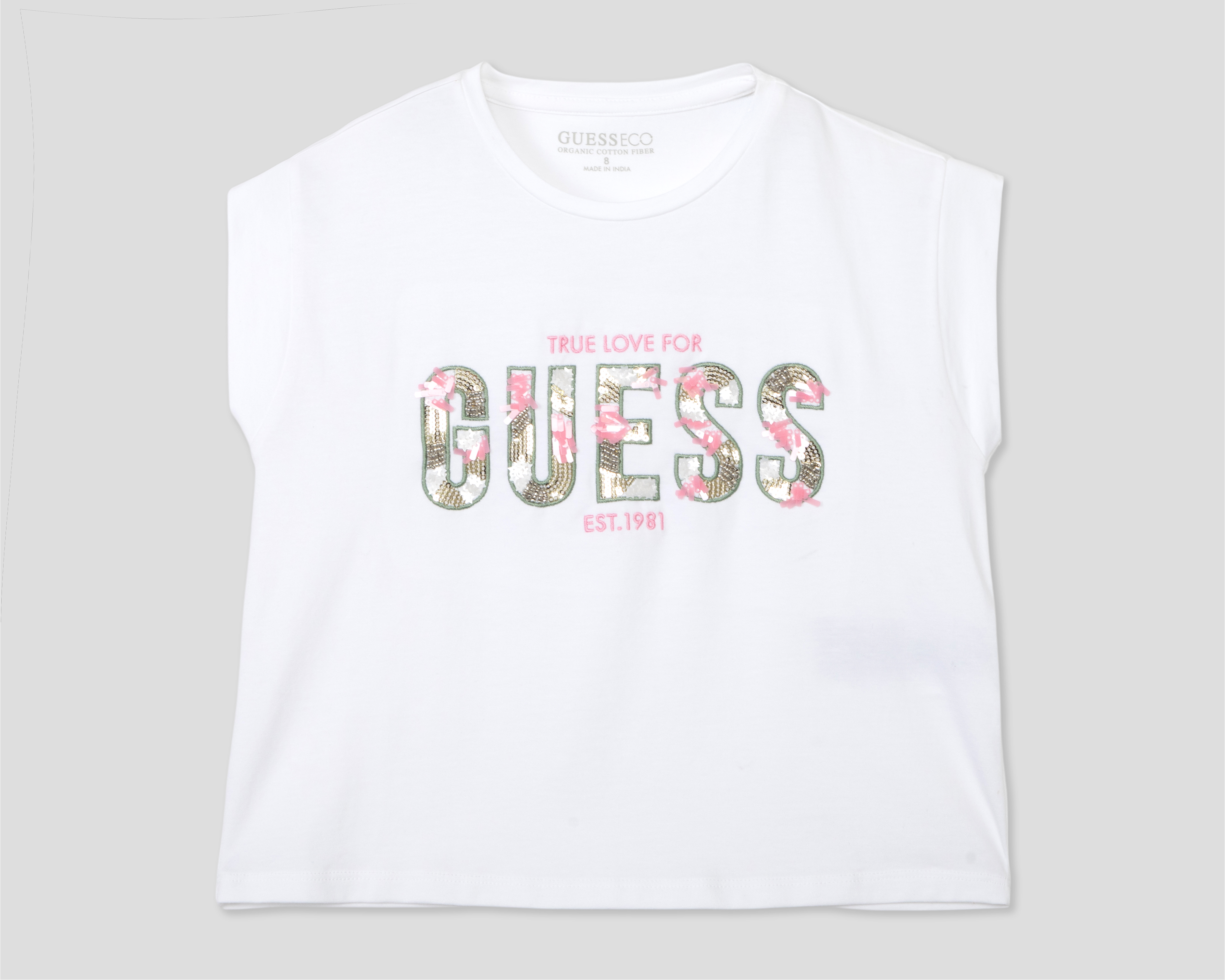 Foto 1 | Foto 1 | Playera de Cuello Redondo Blanca Guess Juvenil