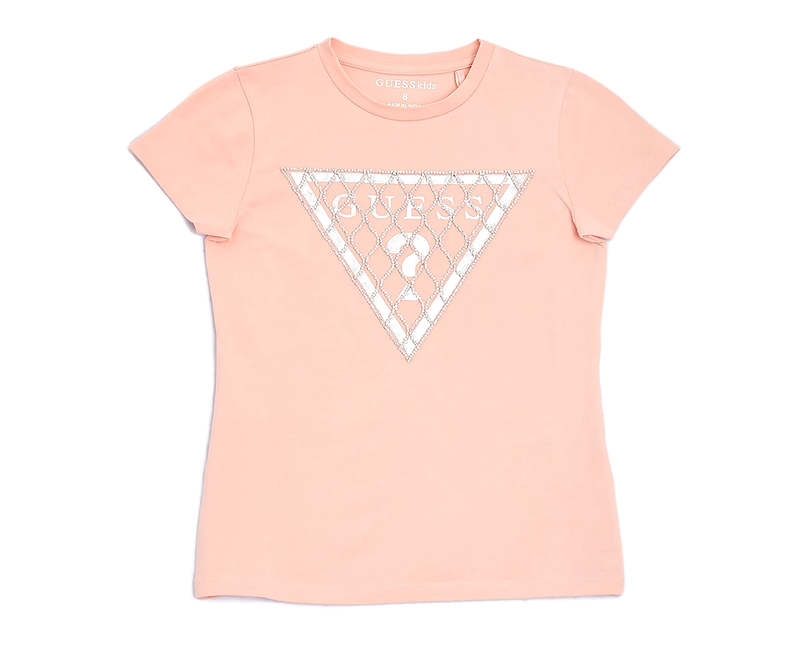 Foto 2 pulgar | Foto 1 | Playera de Cuello Redondo Rosa Guess Juvenil