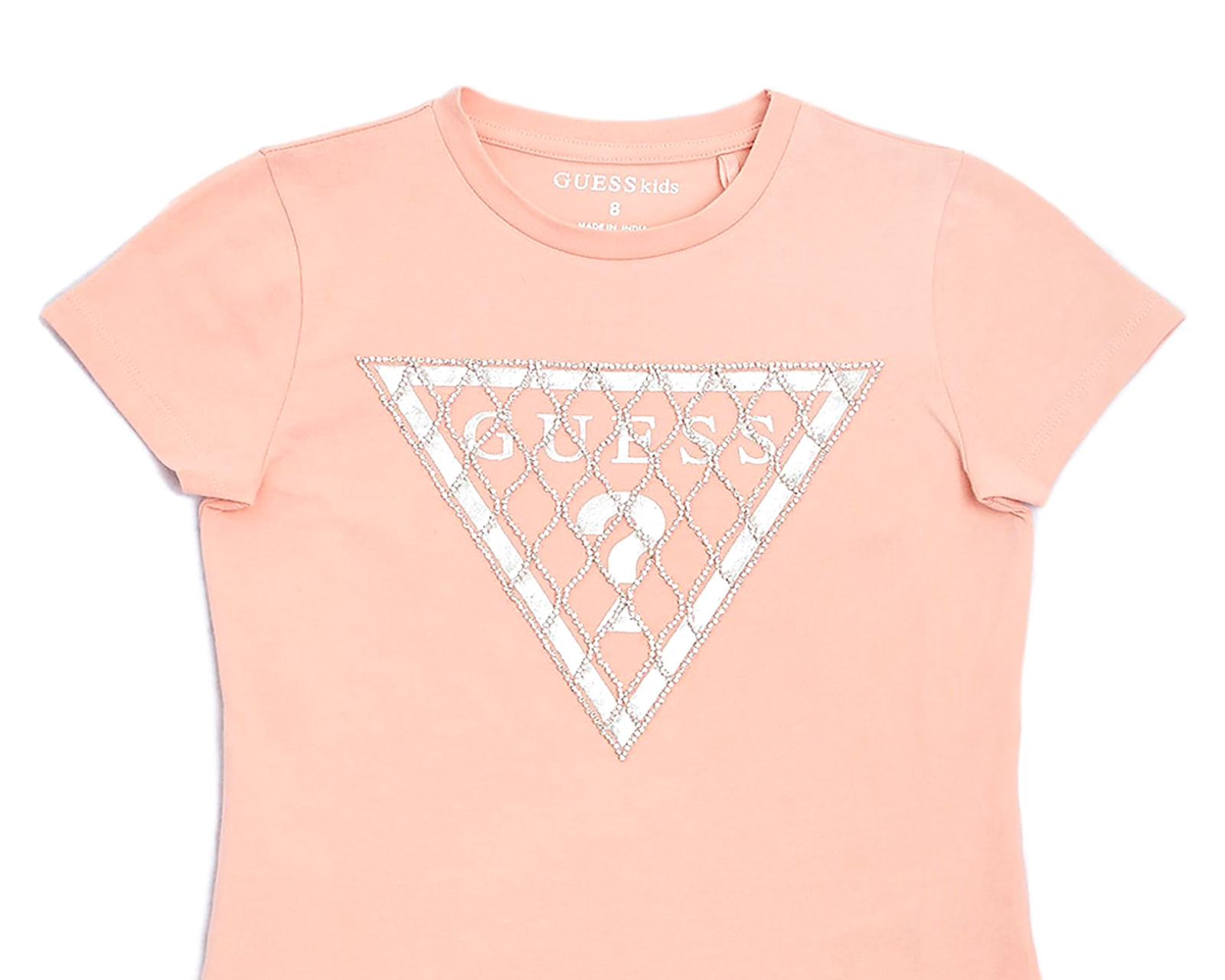 Foto 4 pulgar | Foto 3 | Playera de Cuello Redondo Rosa Guess Juvenil