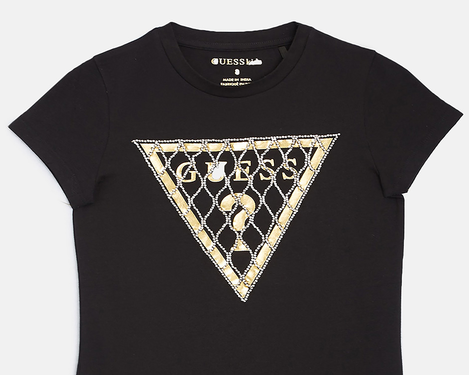 Foto 4 pulgar | Foto 3 | Playera de Cuello Redondo Negra Guess Juvenil