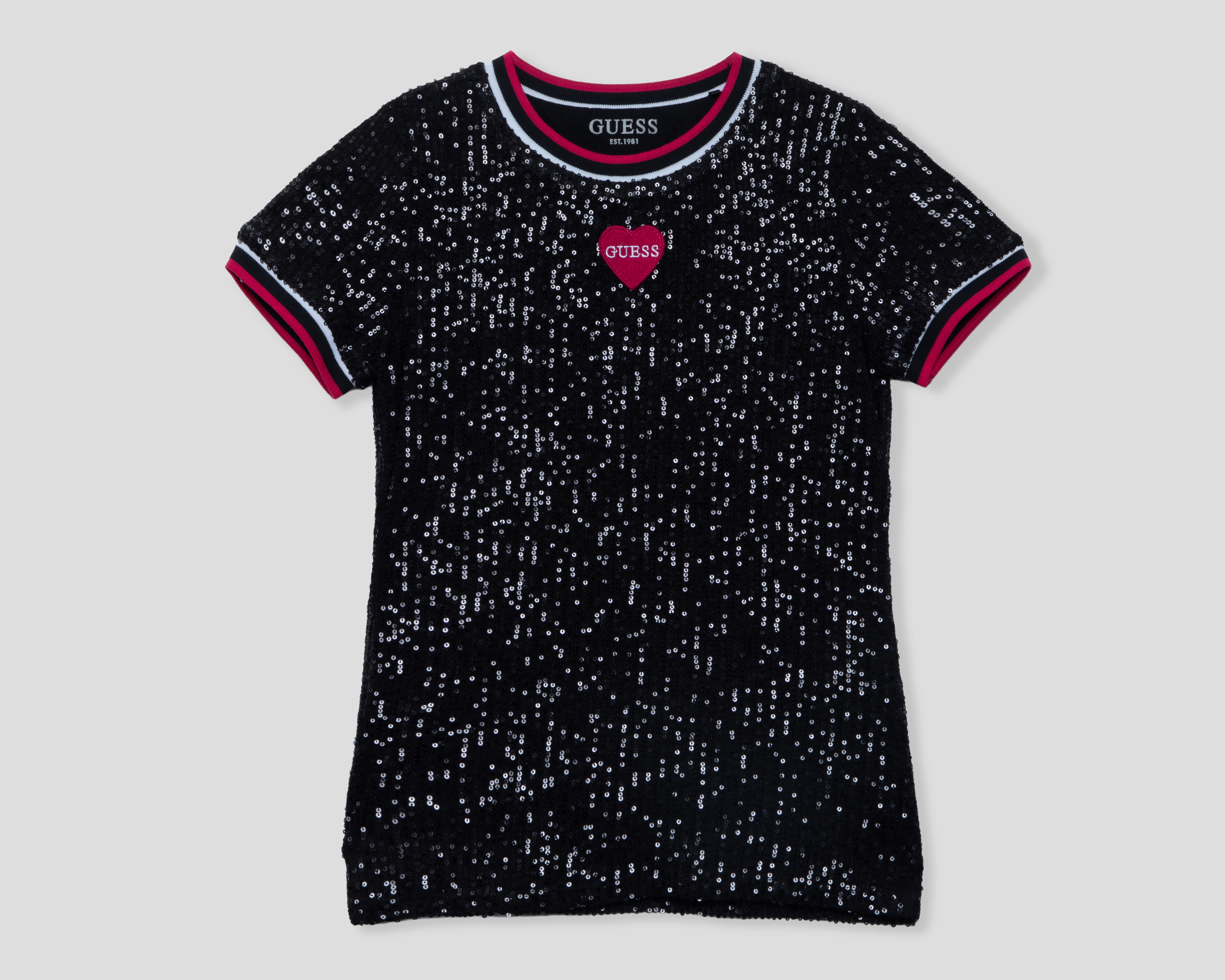 Foto 2 pulgar | Foto 1 | Playera de Cuello Redondo Negra Guess Juvenil