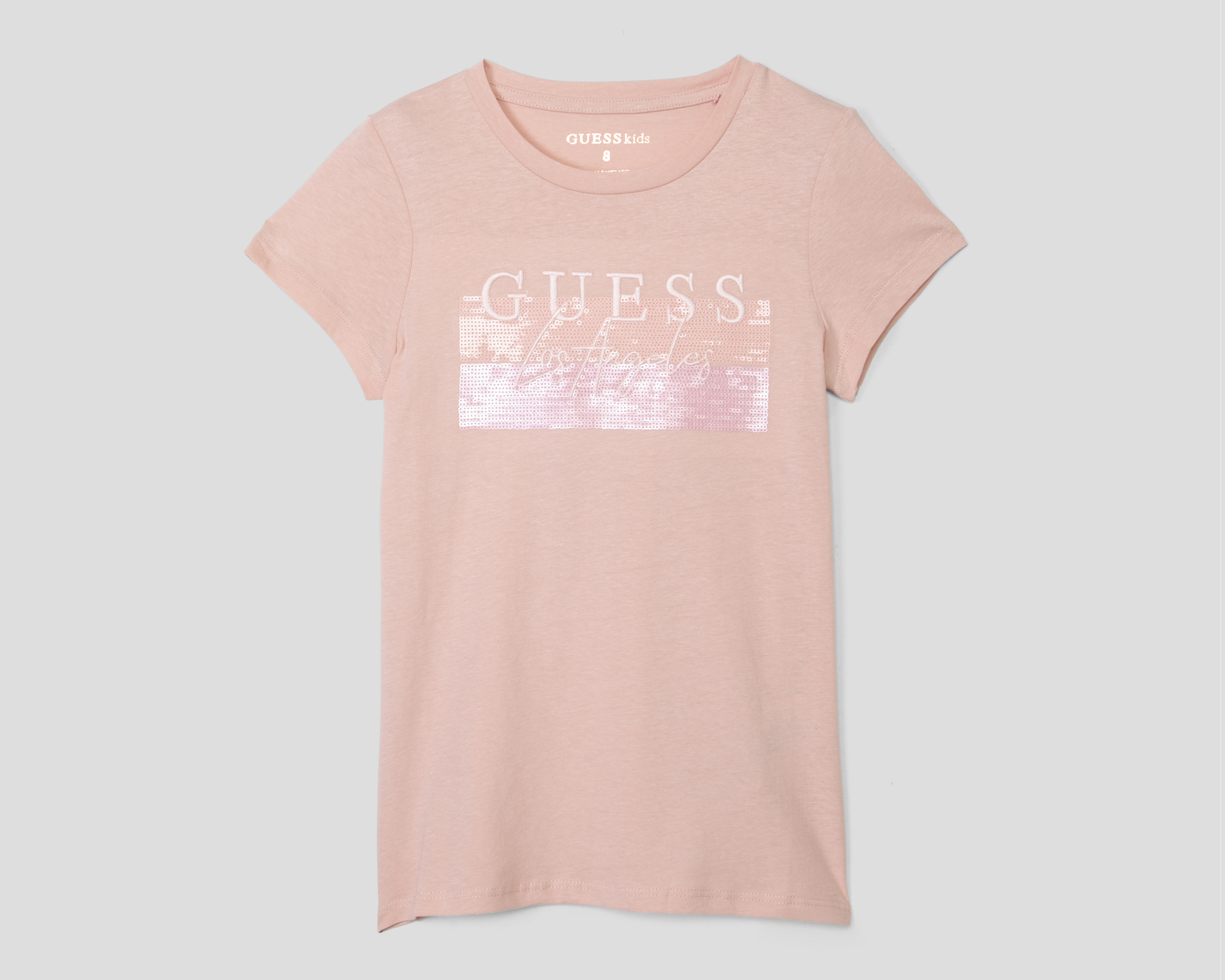 Foto 2 pulgar | Foto 1 | Playera de Cuello Redondo Rosa Guess Juvenil