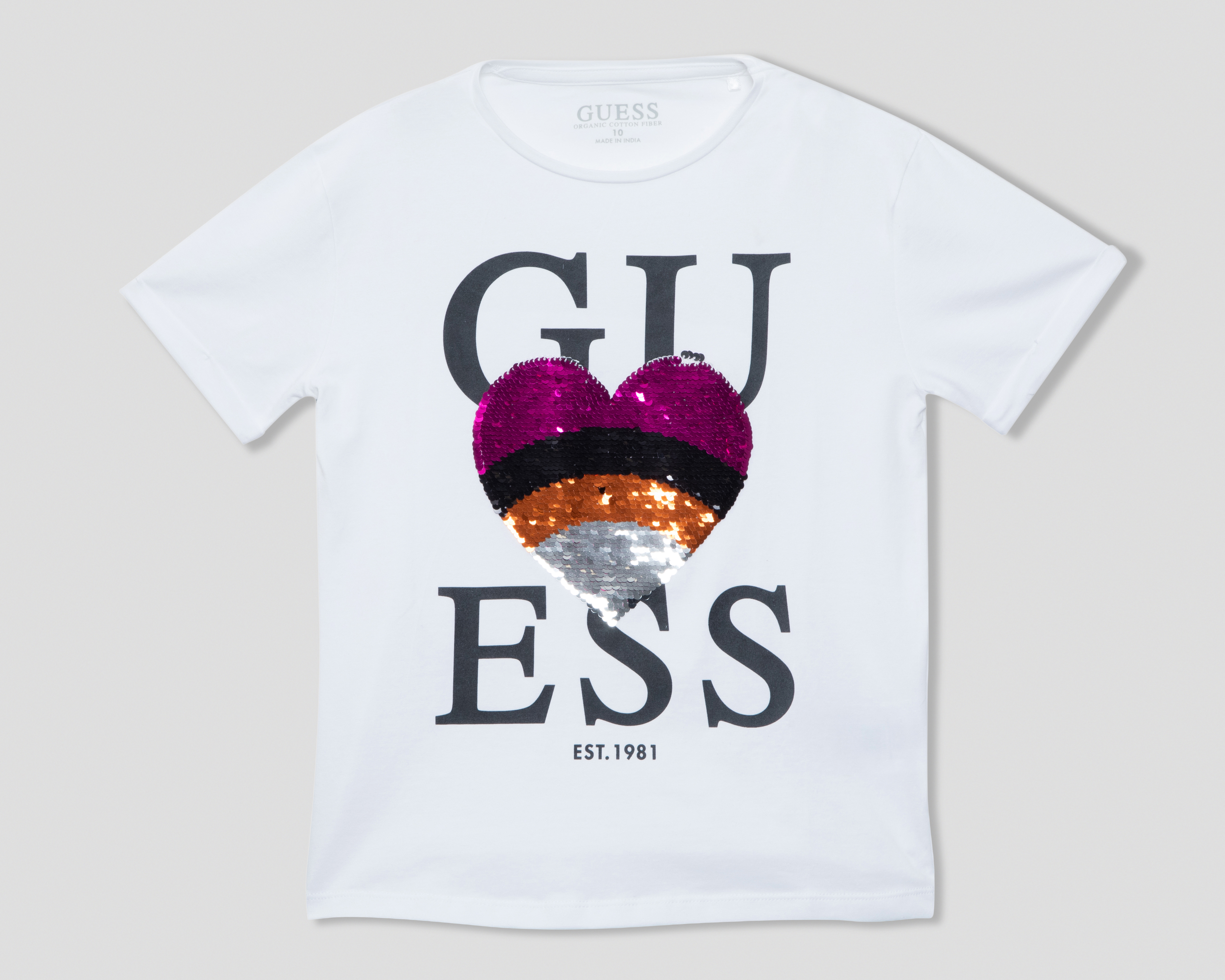 Playera de Cuello Redondo Blanca Guess Juvenil