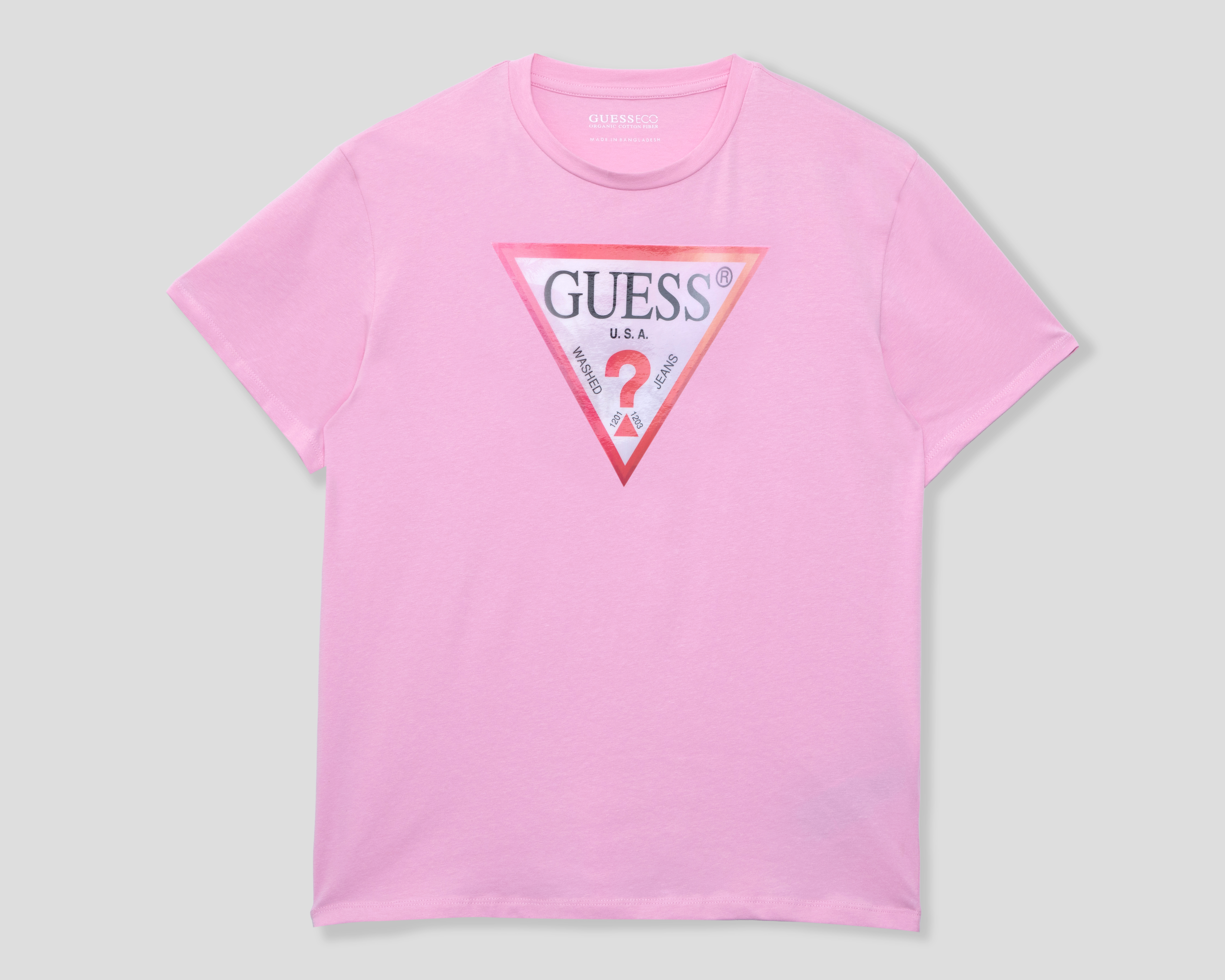 Foto 2 pulgar | Foto 1 | Playera de Cuello Redondo Rosa Guess Juvenil