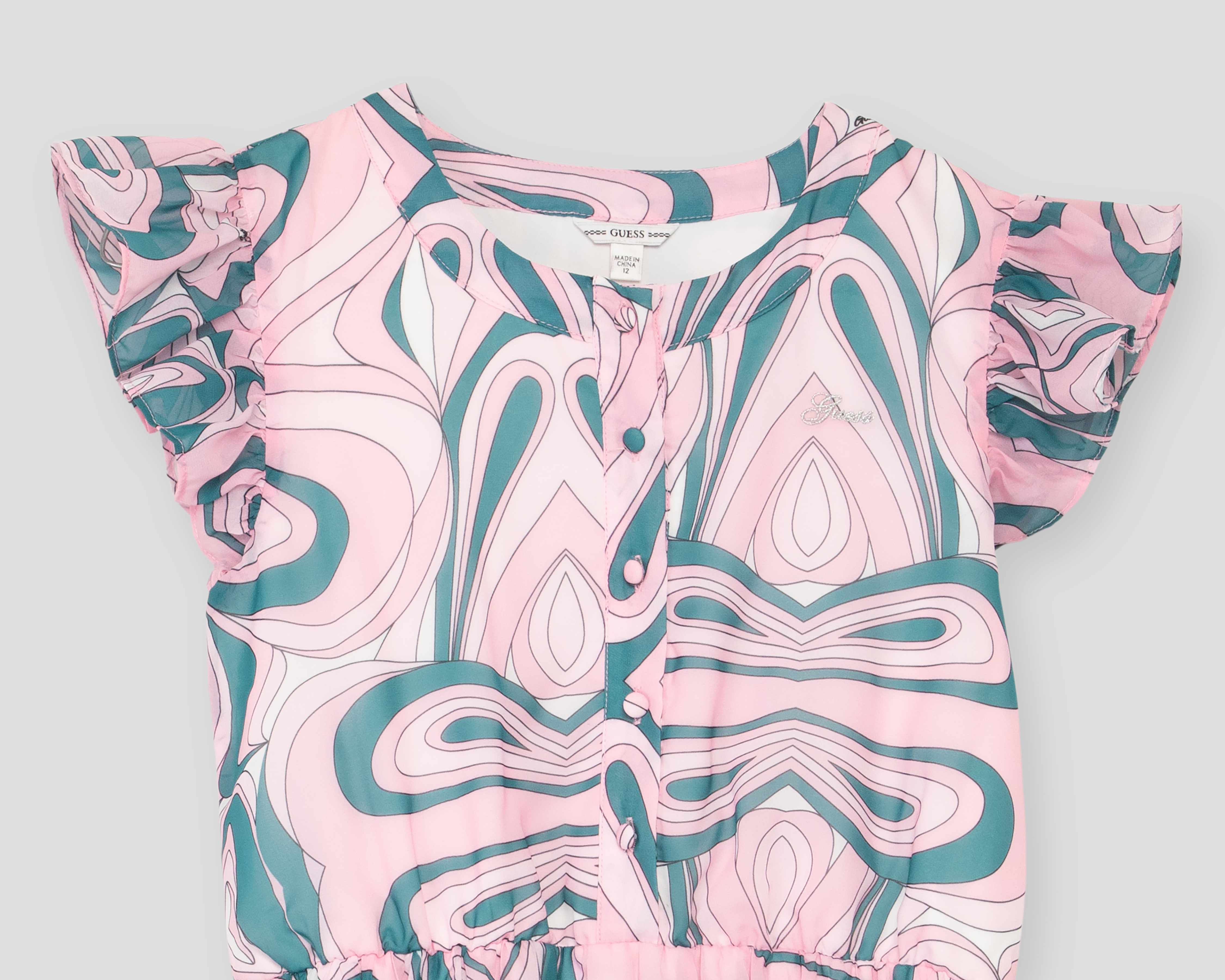 Foto 3 | Foto 3 | Vestido Casual Guess Estampado Rosa con Olanes Juvenil