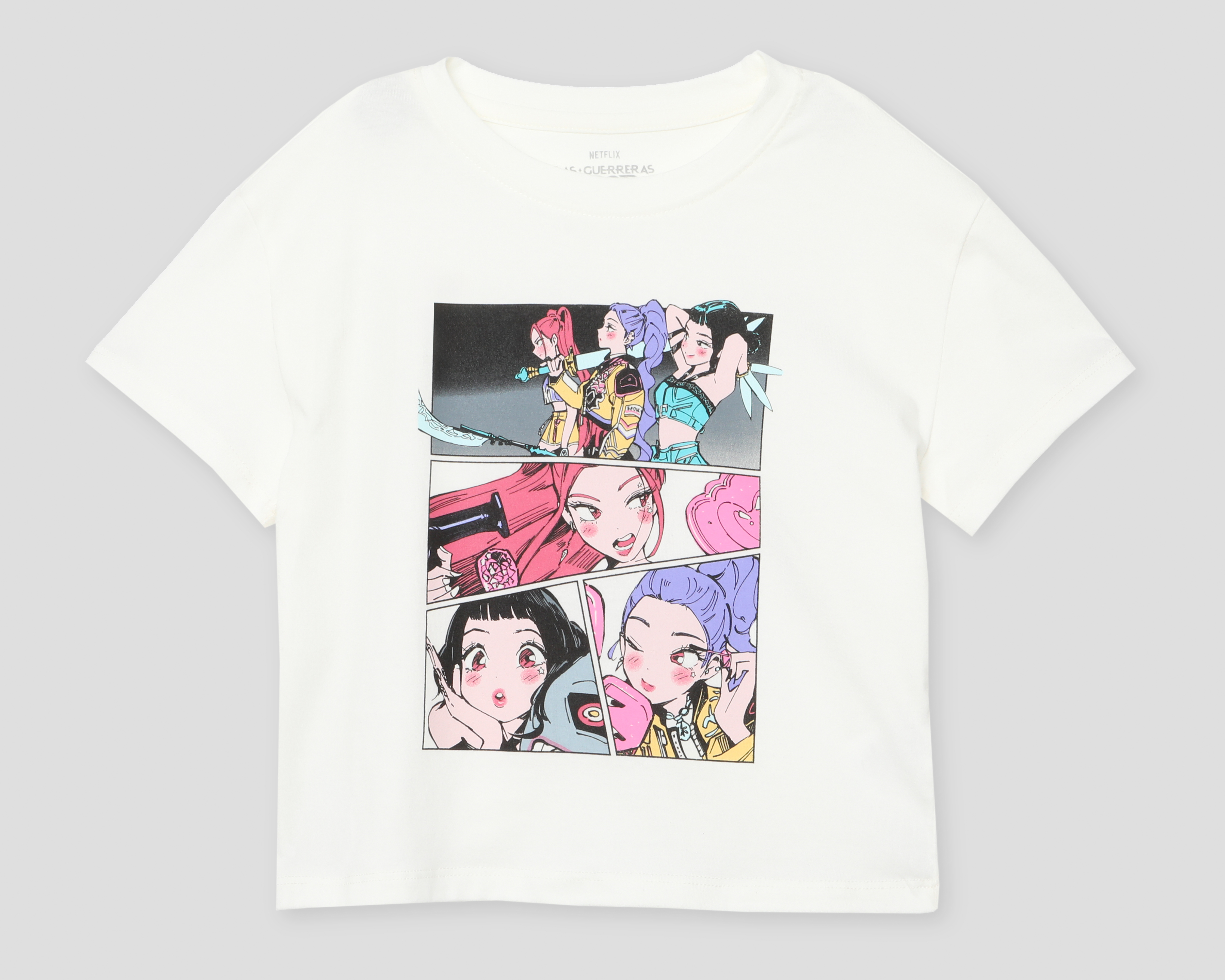 Playera Cuello Redondo Blanco Kpop Demon Hunters para Niña