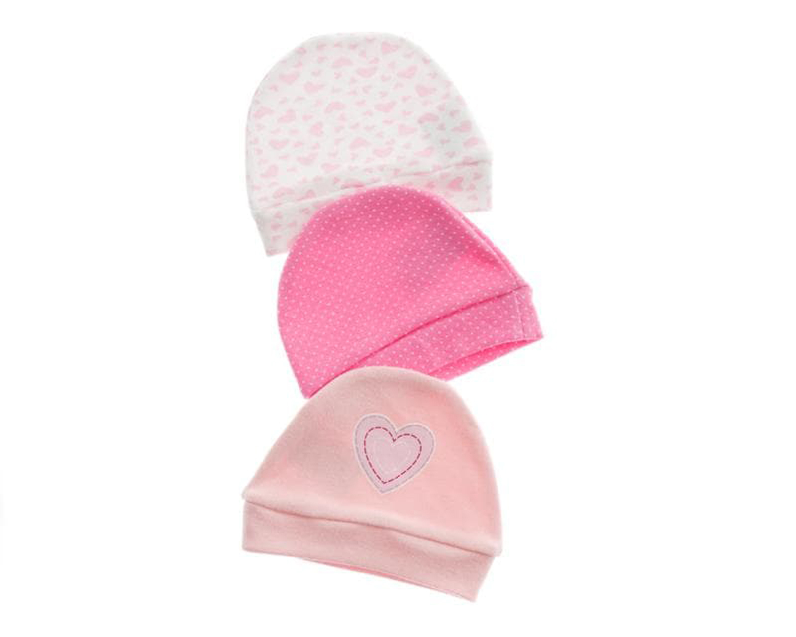 Gorros de Algodón marca Baby Colors para Bebé Niña (3 Piezas)