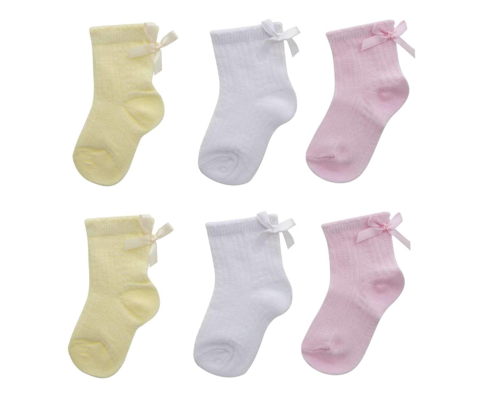 Calcetas Baby Colors con Moño para Bebé Niña 6 Pares