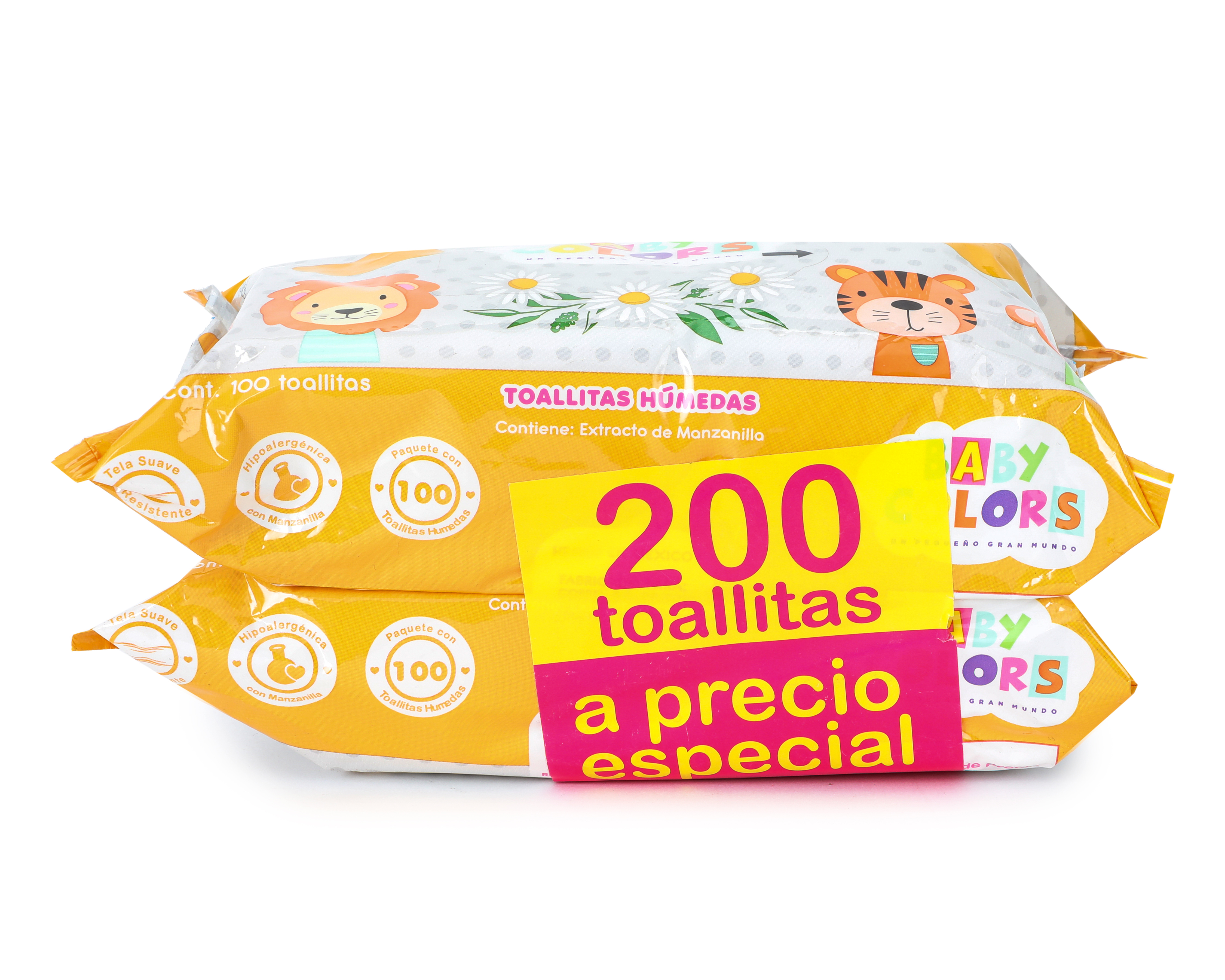 Foto 3 | Foto 3 | Toallitas Húmedas Baby Colors con Manzanilla para Bebé 2 Paquetes con 100 c/u