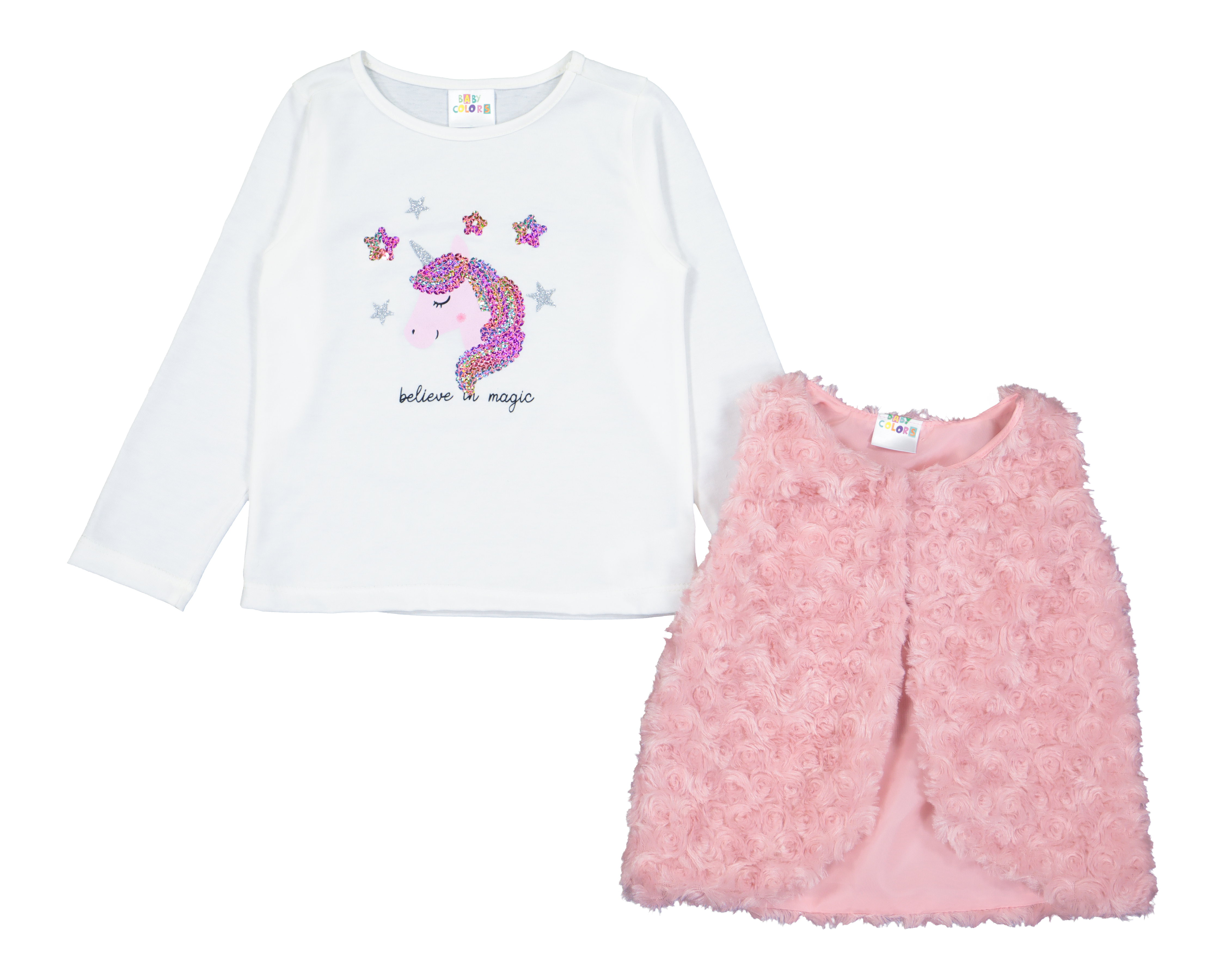 Blusa y Chaleco Baby Colors para Bebé Niña