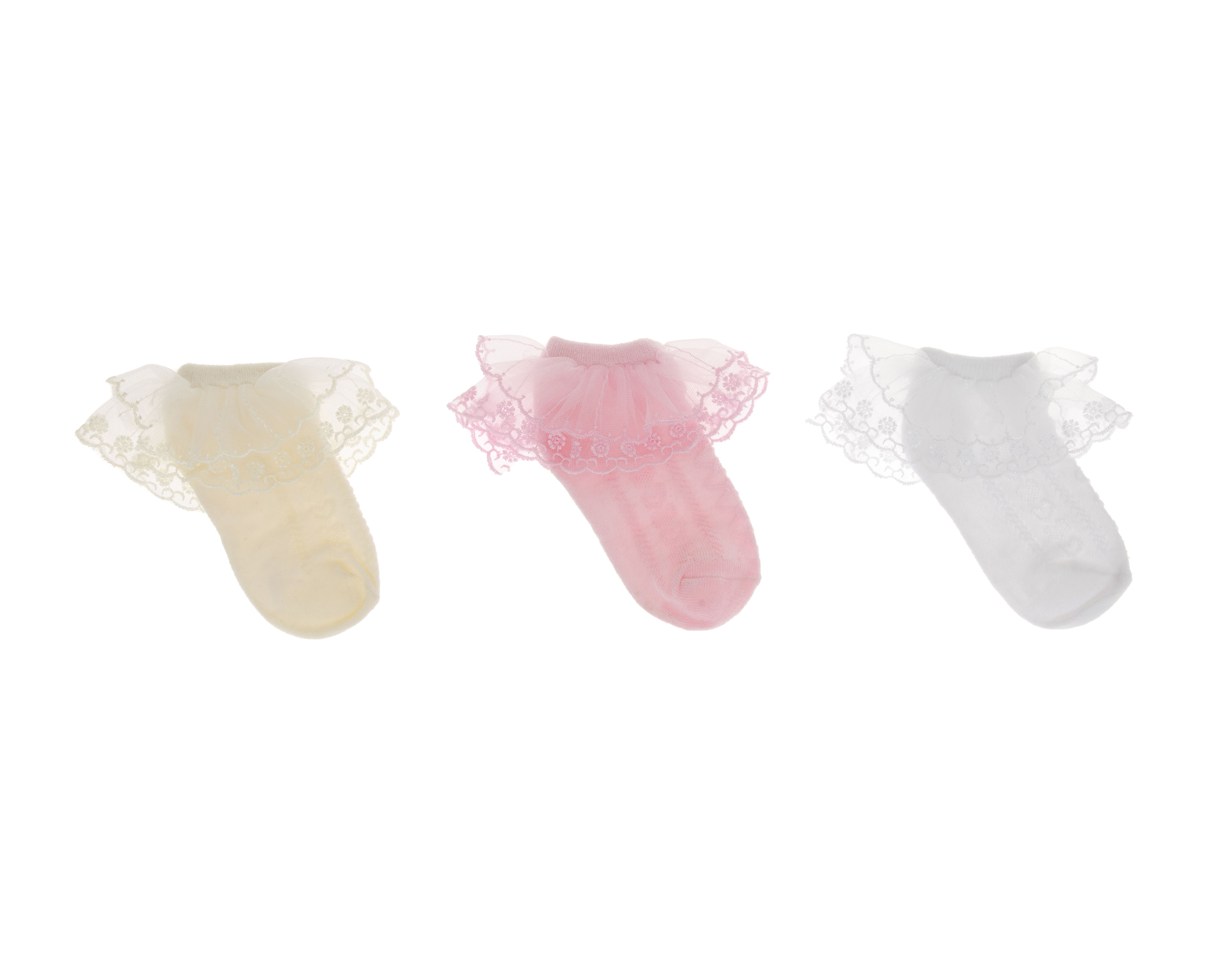 Calcetas Baby Colors con Encaje para Bebé Niña 3 Pares