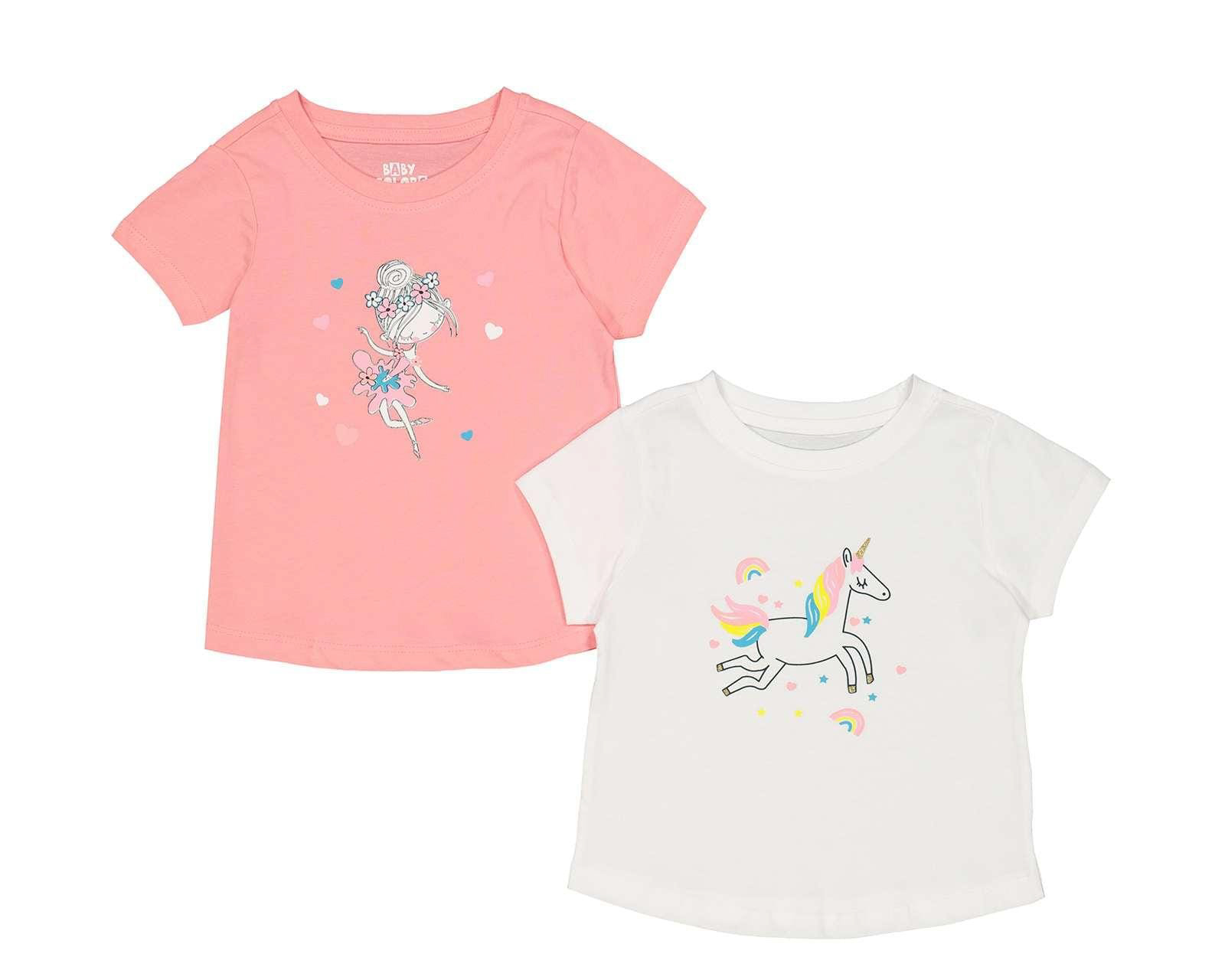 Foto 2 pulgar | Foto 1 | Playera para Bebé Niña Baby Colors de Algodón Estampada 2 Piezas