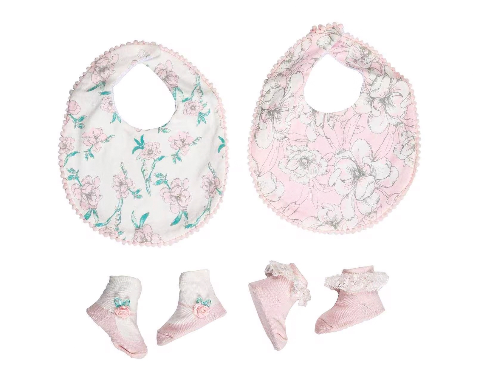 Babero y Calcetas para Bebé Niña Baby Colors 3 Pares