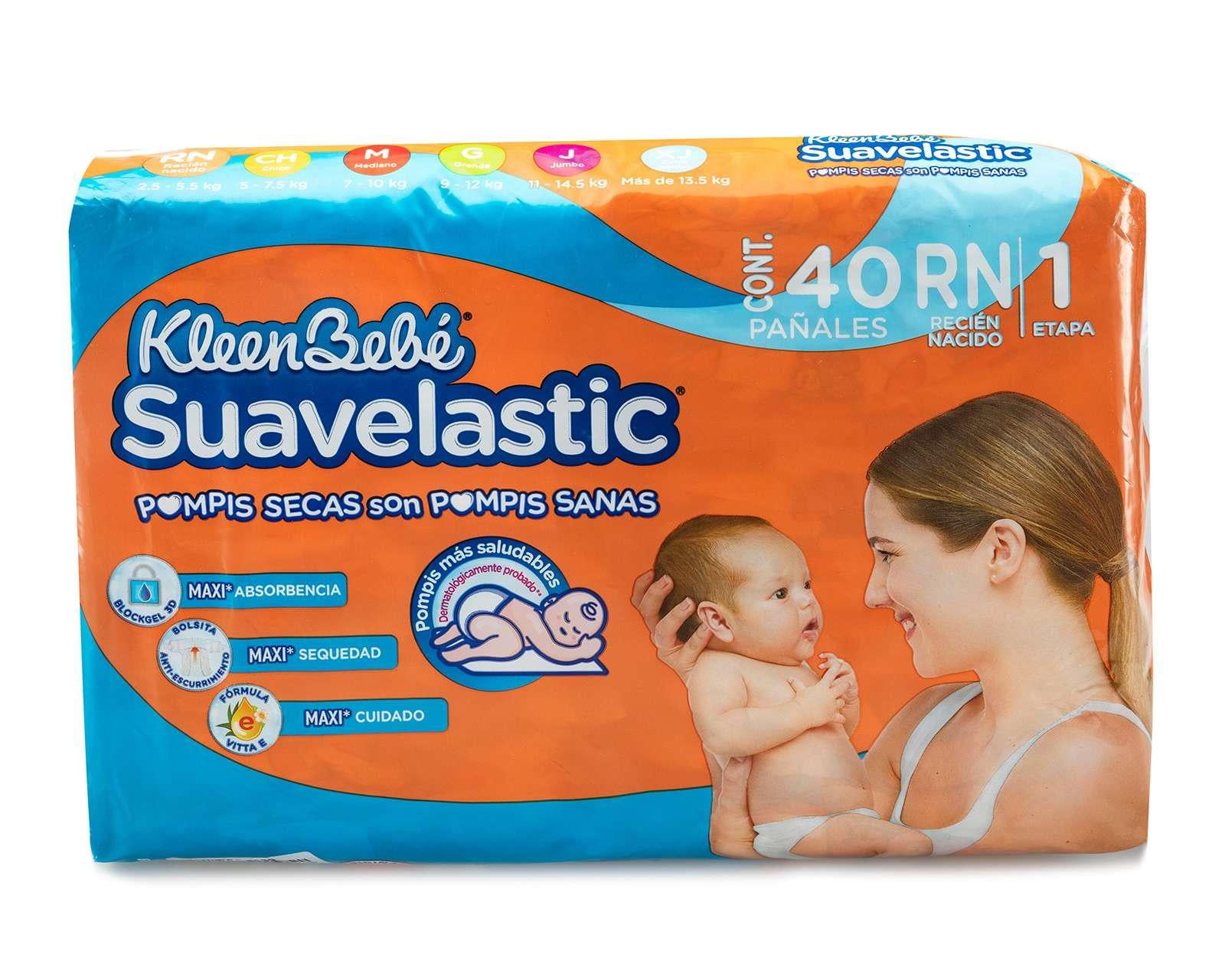 Foto 2 pulgar | Foto 1 | Pañales KleenBebé Suavelastic Recién Nacido Etapa 1