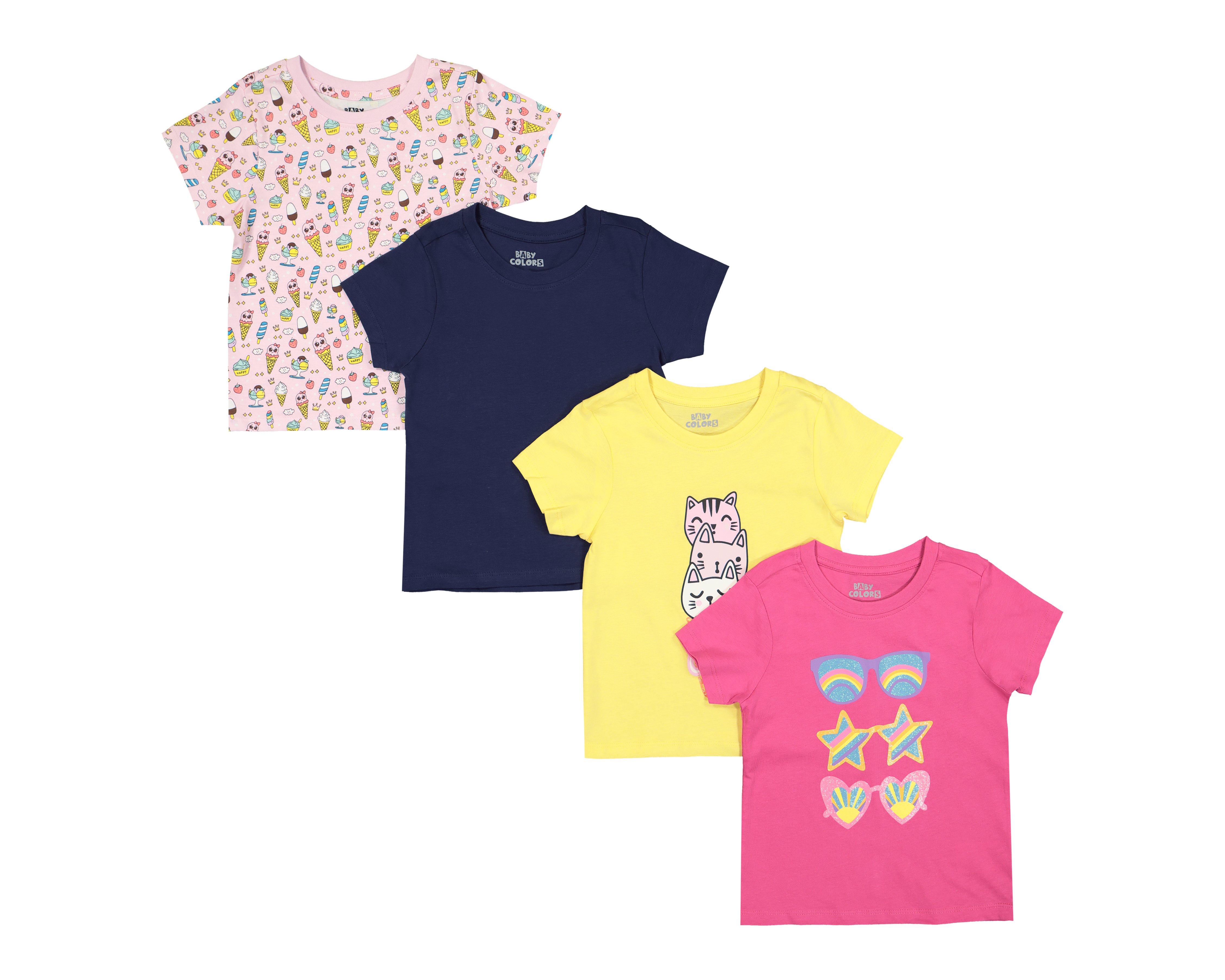 Foto 2 pulgar | Foto 1 | Playera Baby Colors de Algodón para Bebé Niña 4 Piezas