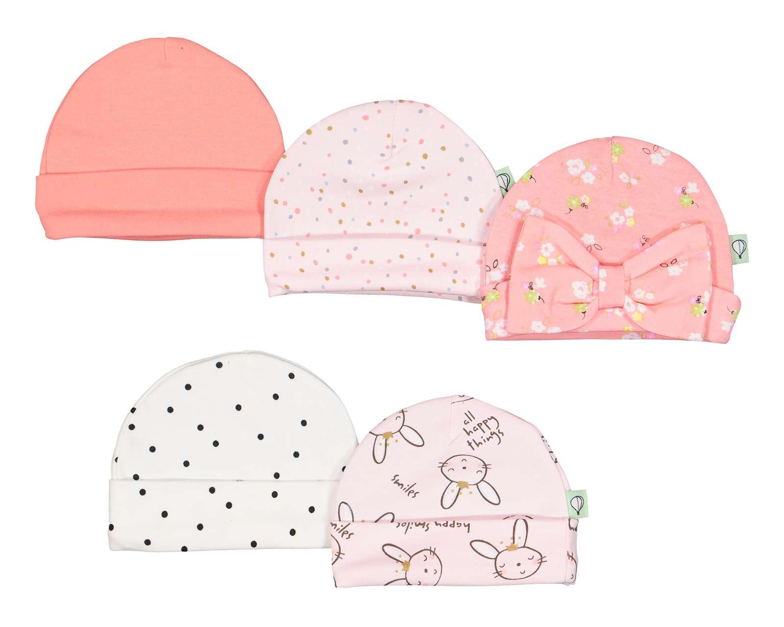 Gorro de Algodón para Bebé Niña Baby Colors 5 Piezas