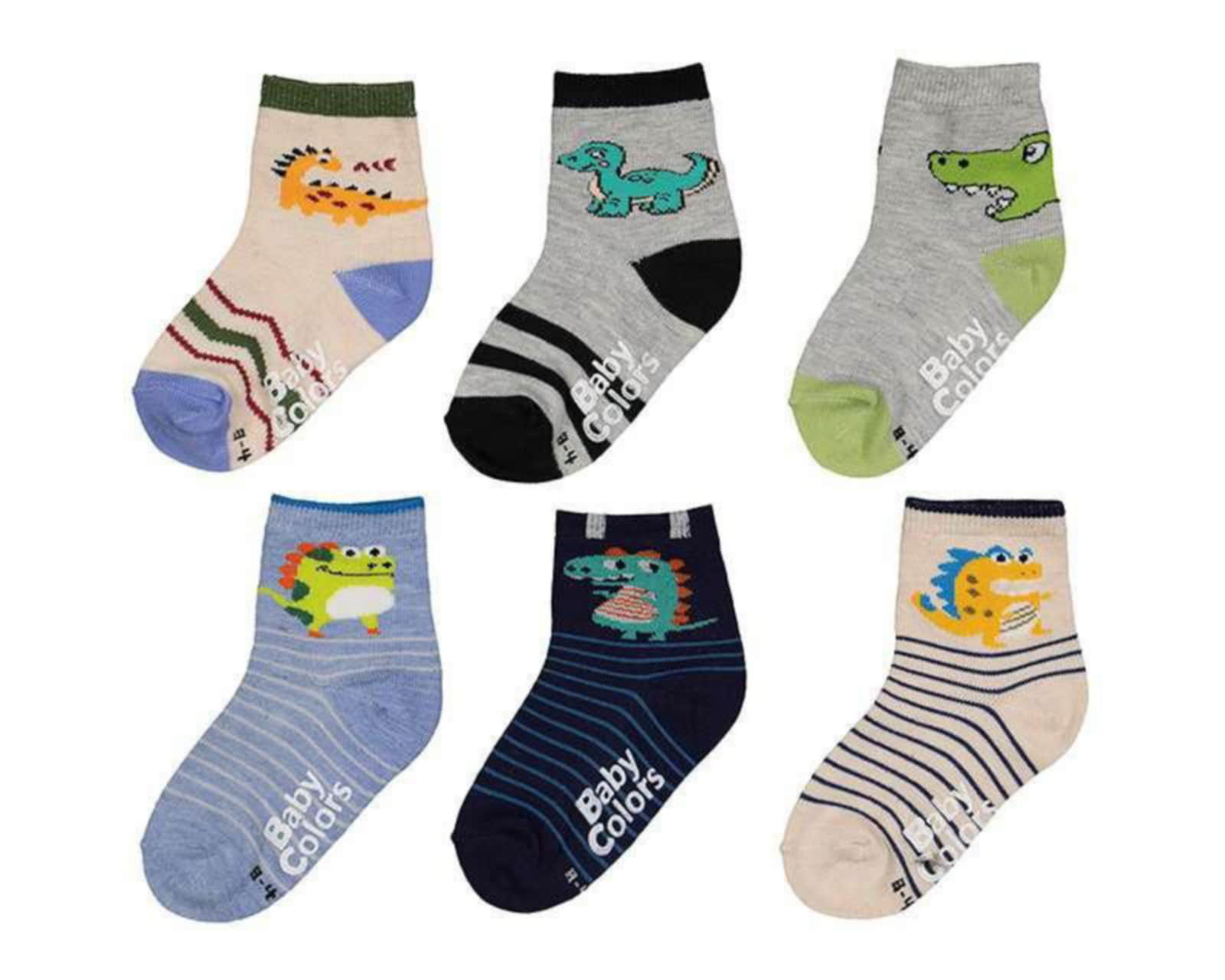 Foto 2 pulgar | Foto 1 | Calcetas Baby Colors con Estampado de Dinosaurios para Bebé Niño 6 Pares