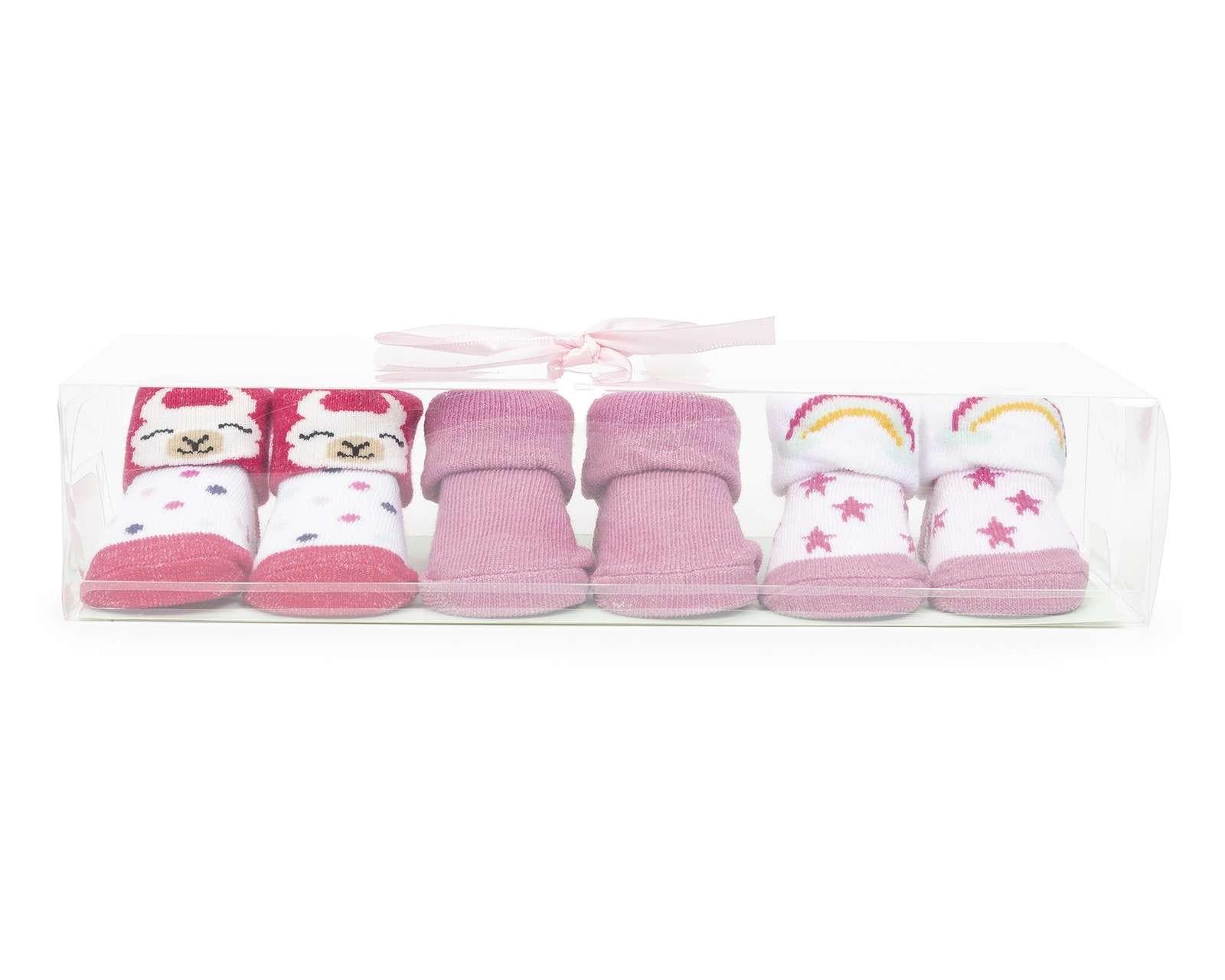 Calcetas Baby Colors con Doblez para Bebé Niña 3 Pares