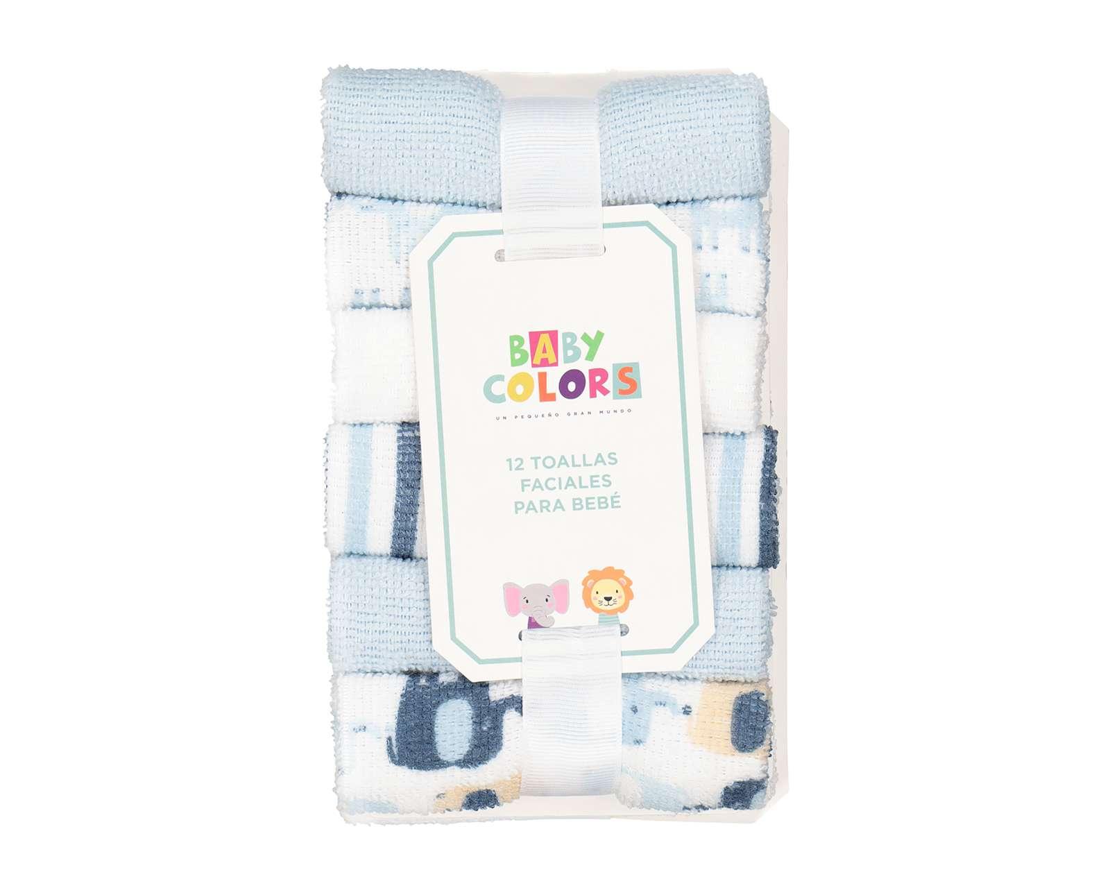 Foto 7 | Foto 8 | Toalla Facial Baby Colors Azul 12 Piezas