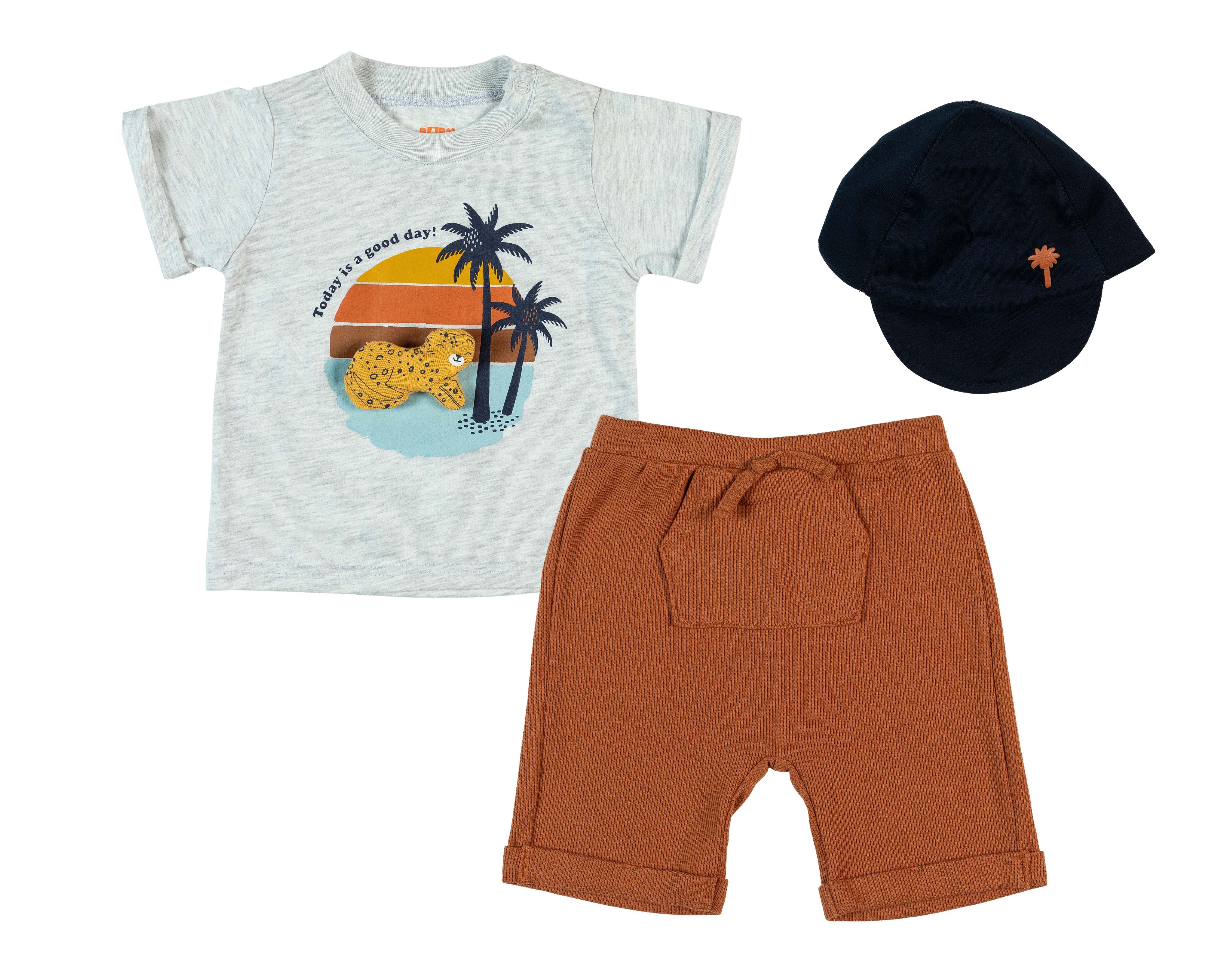 Short y Playera con Gorra Baby Colors para Bebé Niño