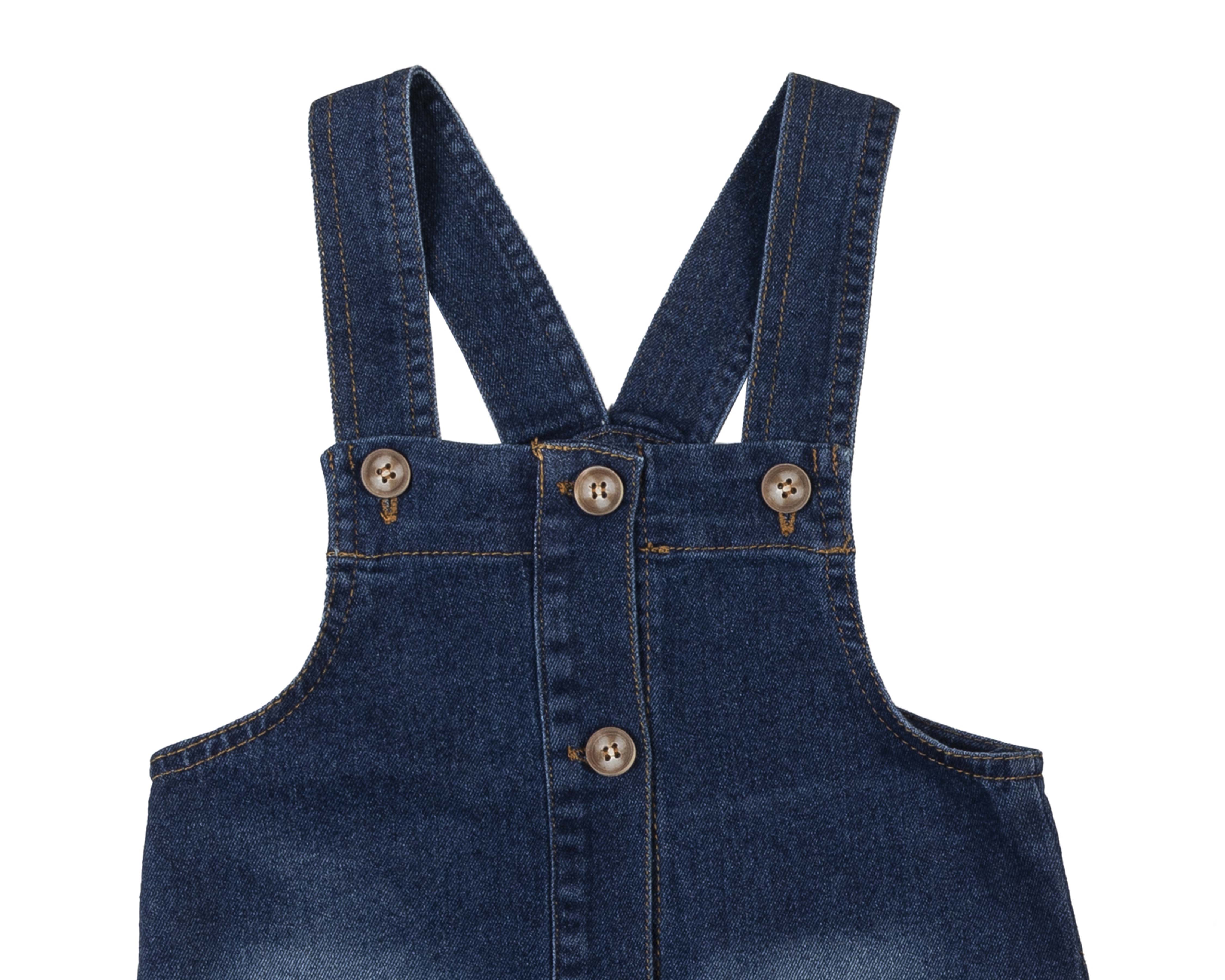 Foto 4 pulgar | Foto 3 | Overol de Mezclilla y Blusa para Bebé Niña Baby Colors