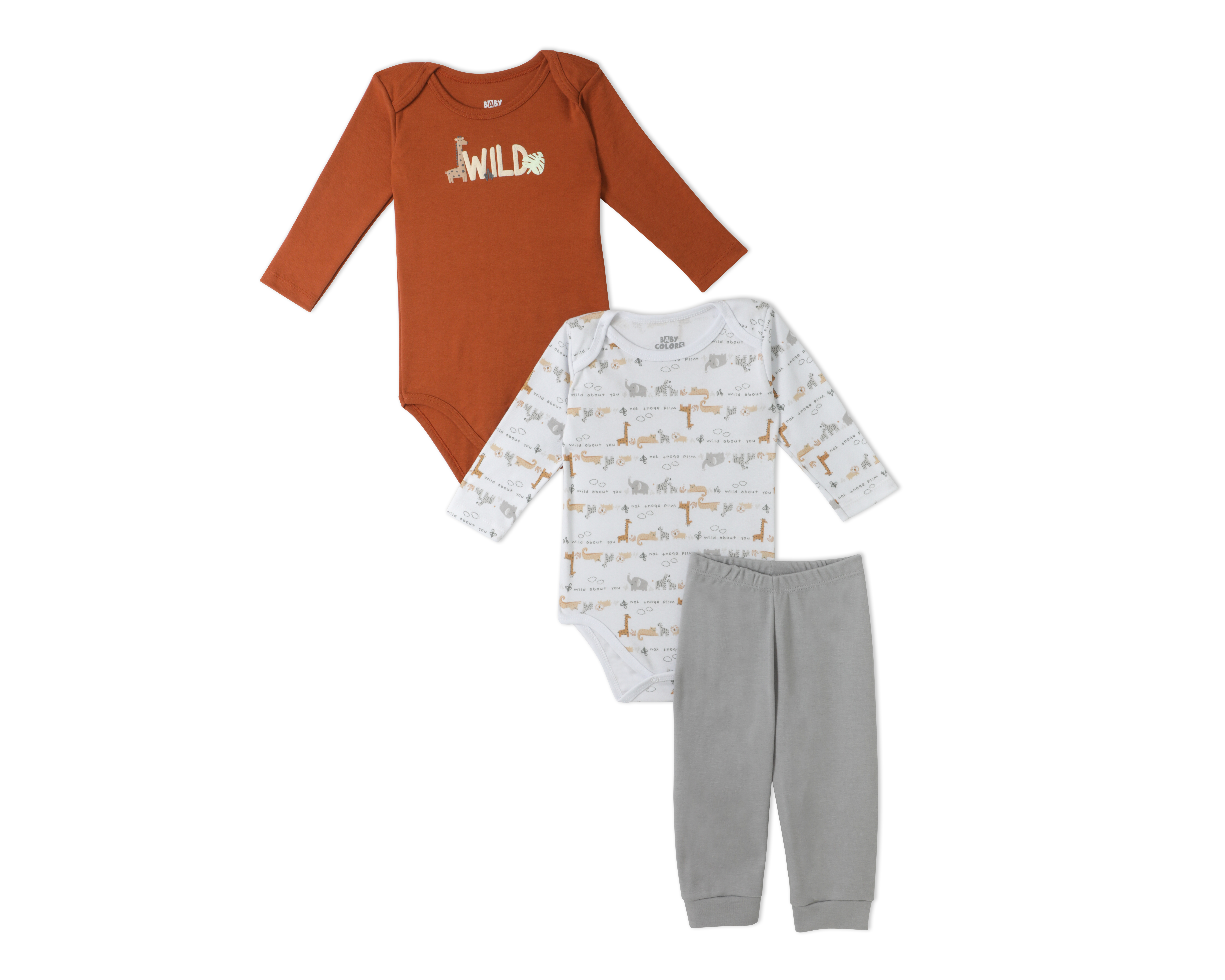 Pañalero y Pantalón Baby Colors para Bebé Niño 3 Piezas