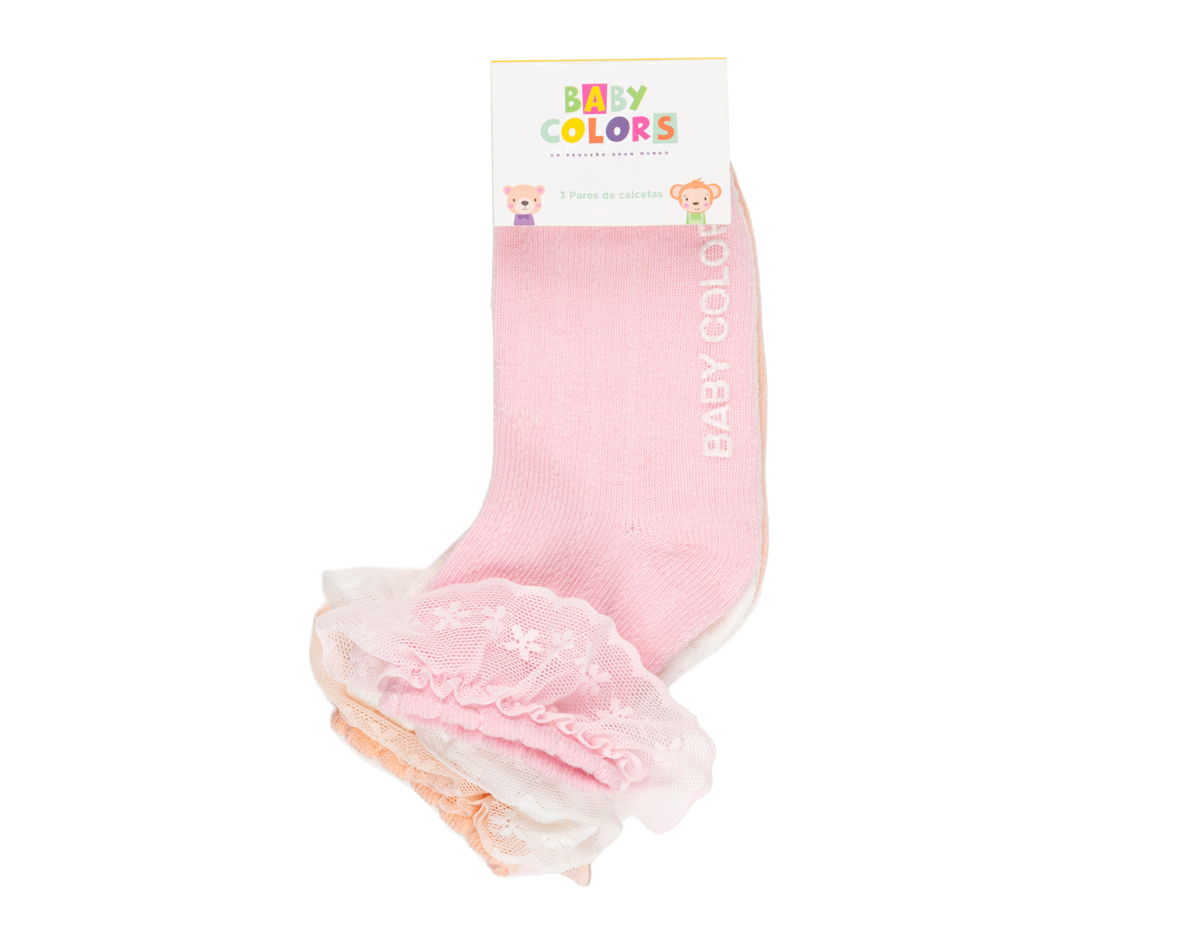 Foto 4 pulgar | Foto 3 | Calcetas Baby Colors para Bebé Niña con Holán 3 Pares