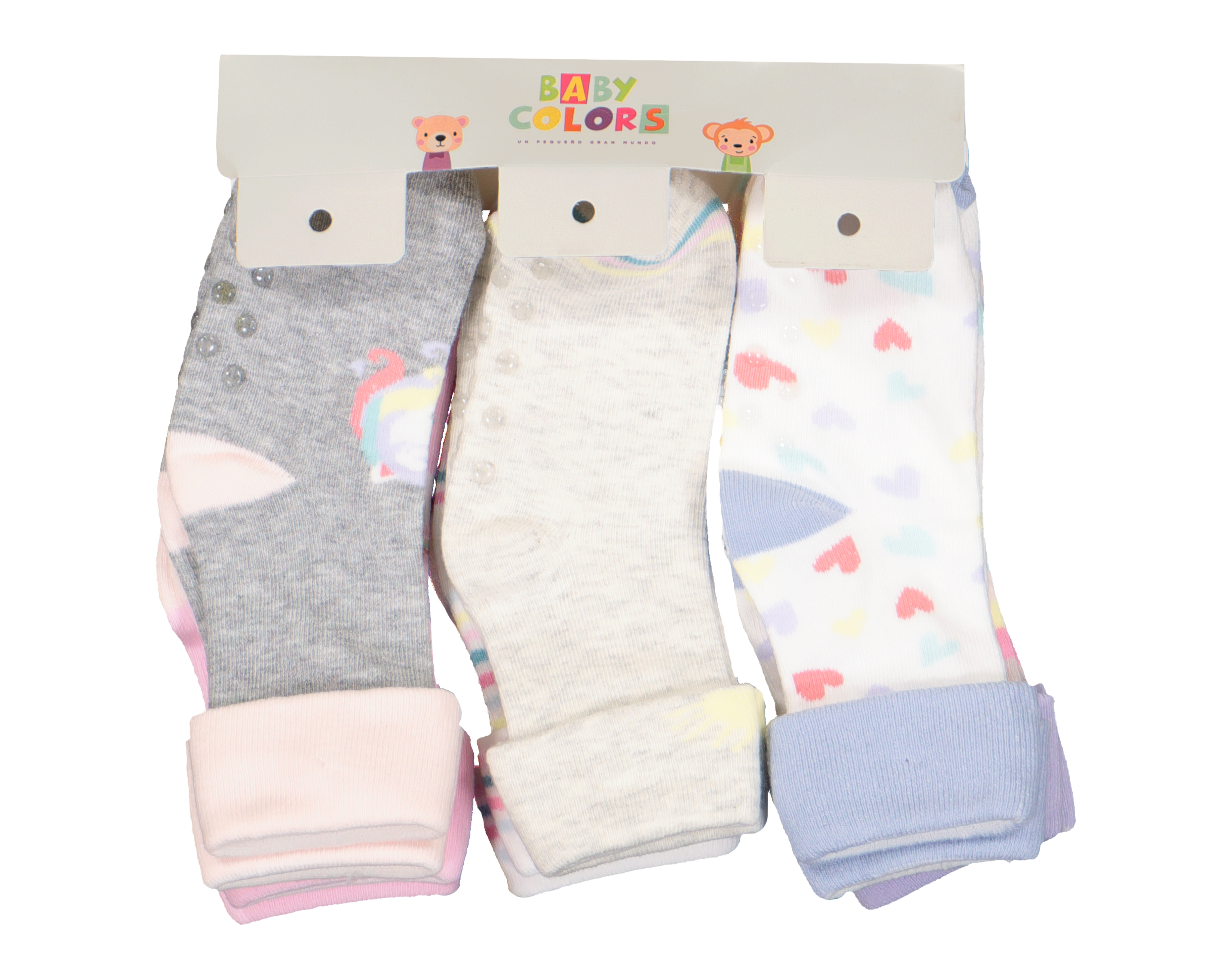 Foto 4 pulgar | Foto 3 | Calcetas Baby Colors Antiderrapantes para Bebé Niña 6 Pares