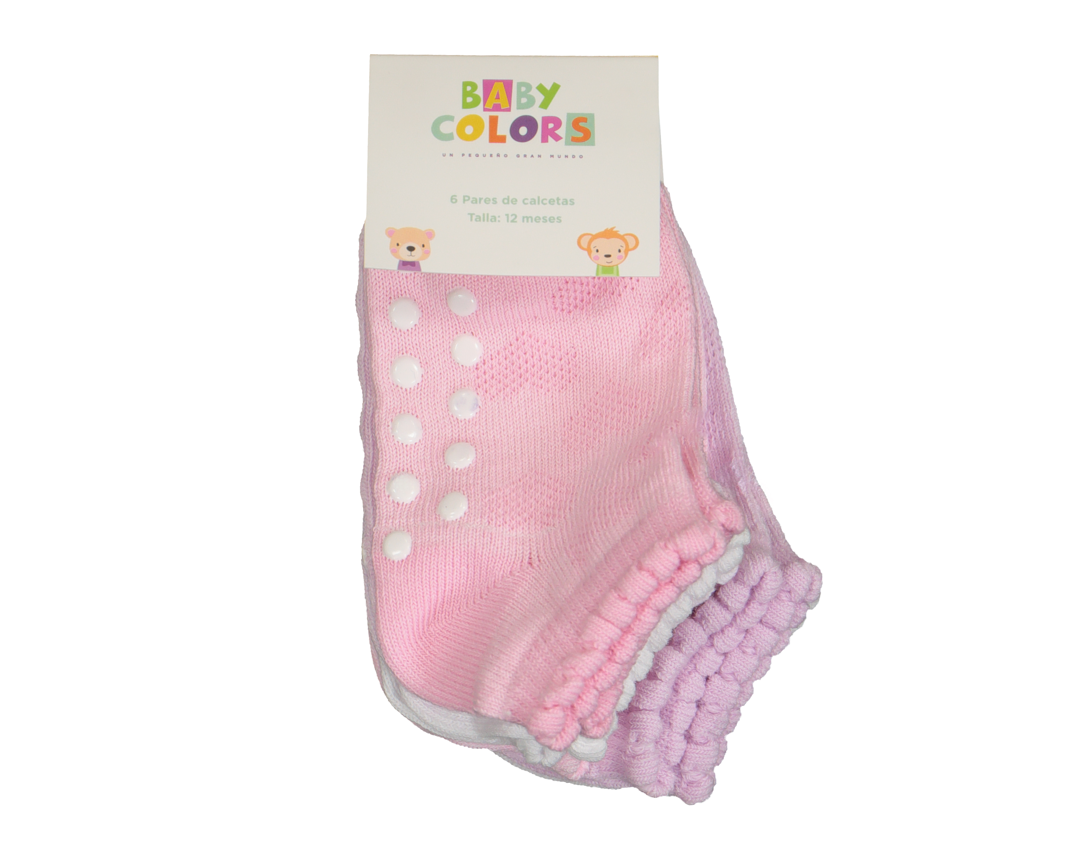 Foto 4 pulgar | Foto 3 | Calcetas Baby Colors Antiderrapantes para Bebé 6 Pares