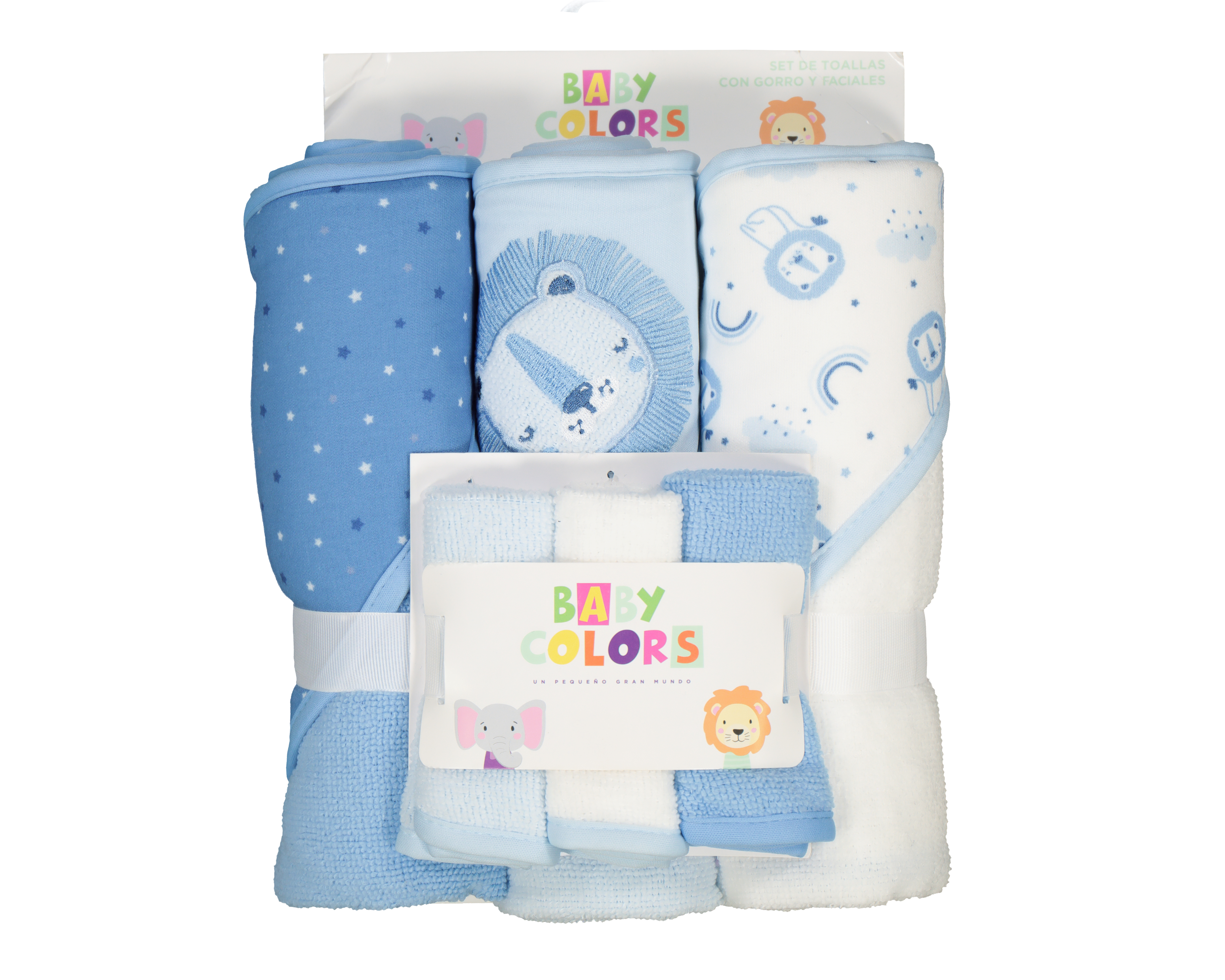 Foto 10 | Foto 10 | Toallas con Gorro y Faciales Baby Colors para Bebé Niño 6 Piezas