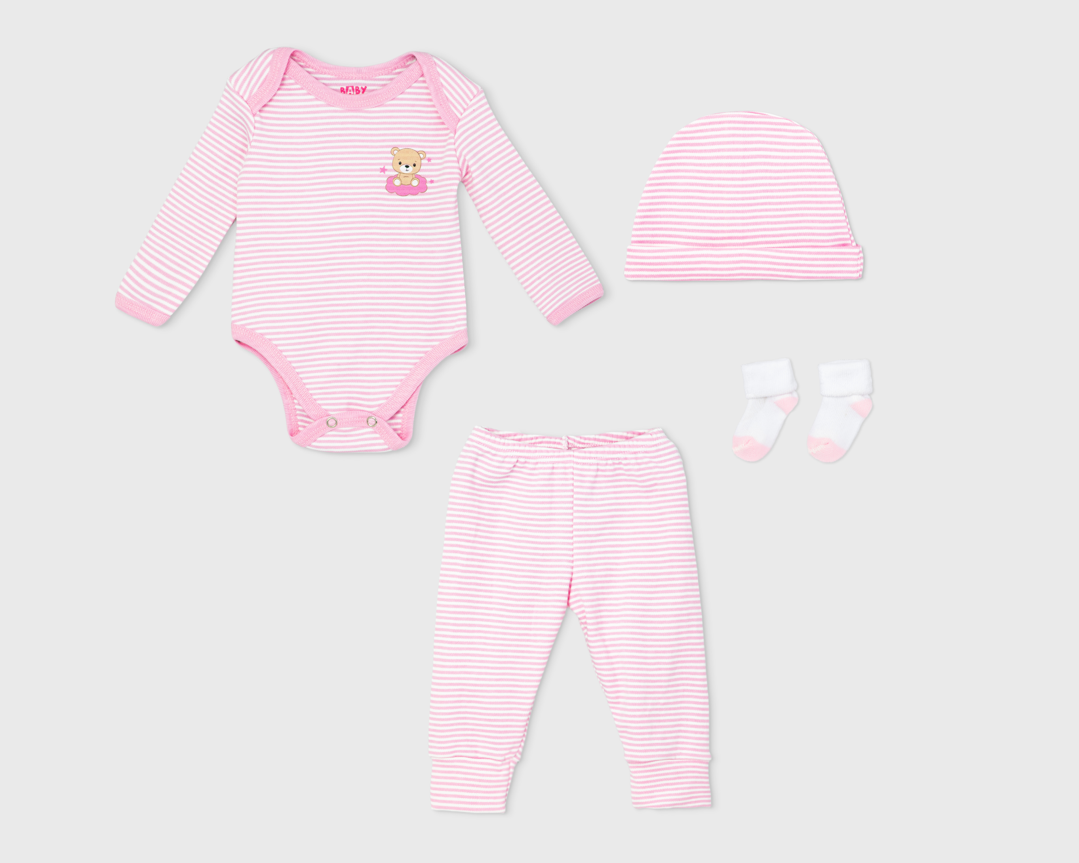 Foto 2 pulgar | Foto 1 | Conjunto de Bebé Niña Baby Colors Rosa 4 Piezas