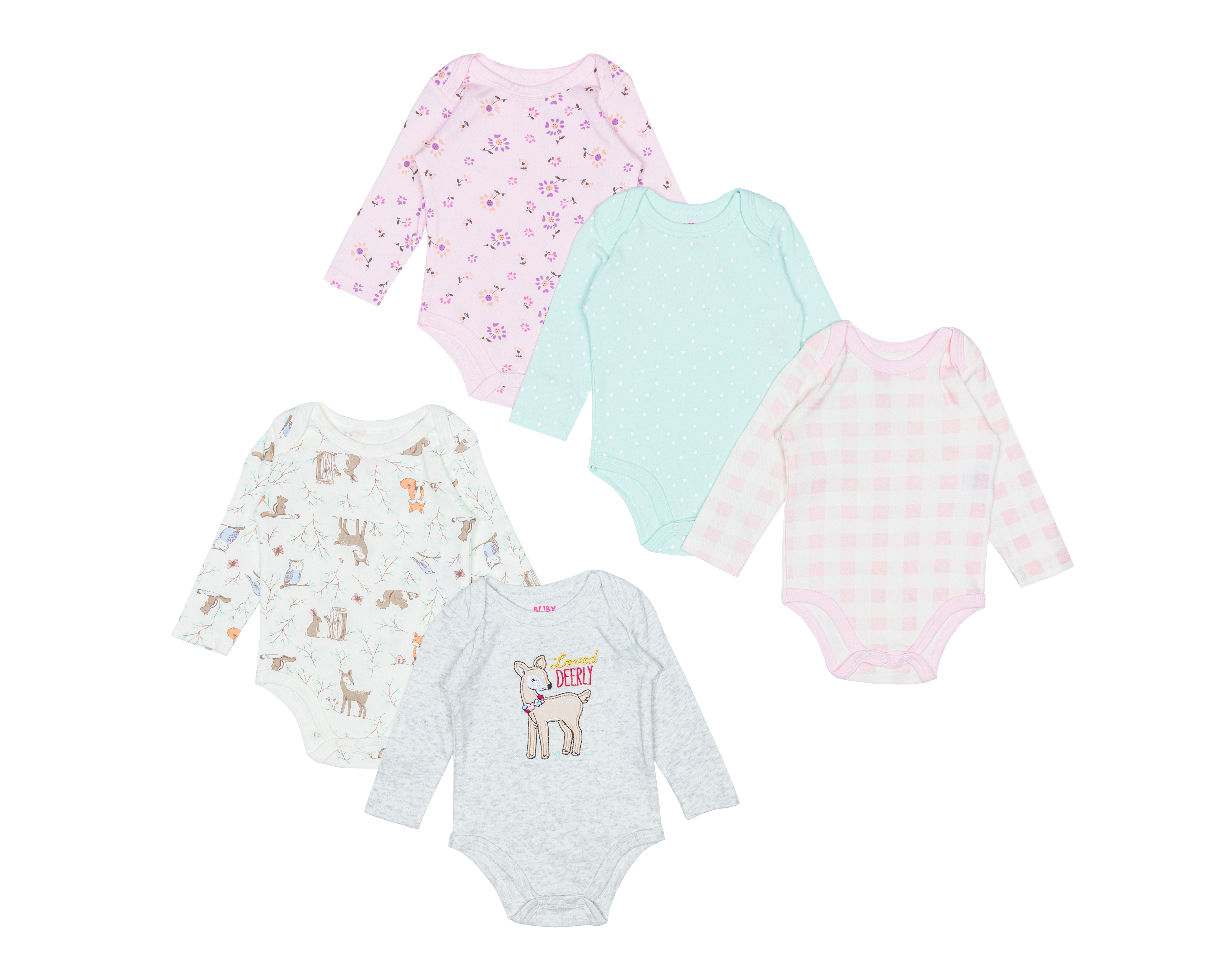 Foto 2 pulgar | Foto 1 | Pañalero para Bebé Niña Baby Colors de Algodón Manga Larga 5 Piezas