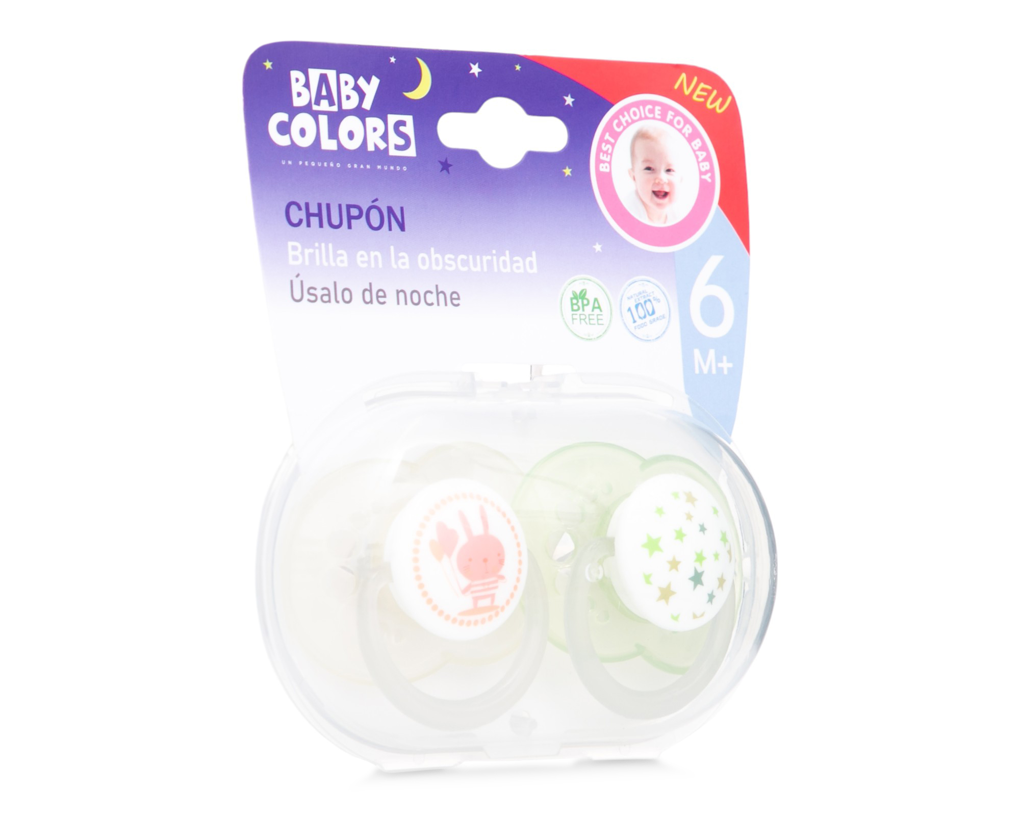 Foto 3 pulgar | Foto 2 | Chupón Baby Colors Brilla en la Oscuridad 2 Piezas