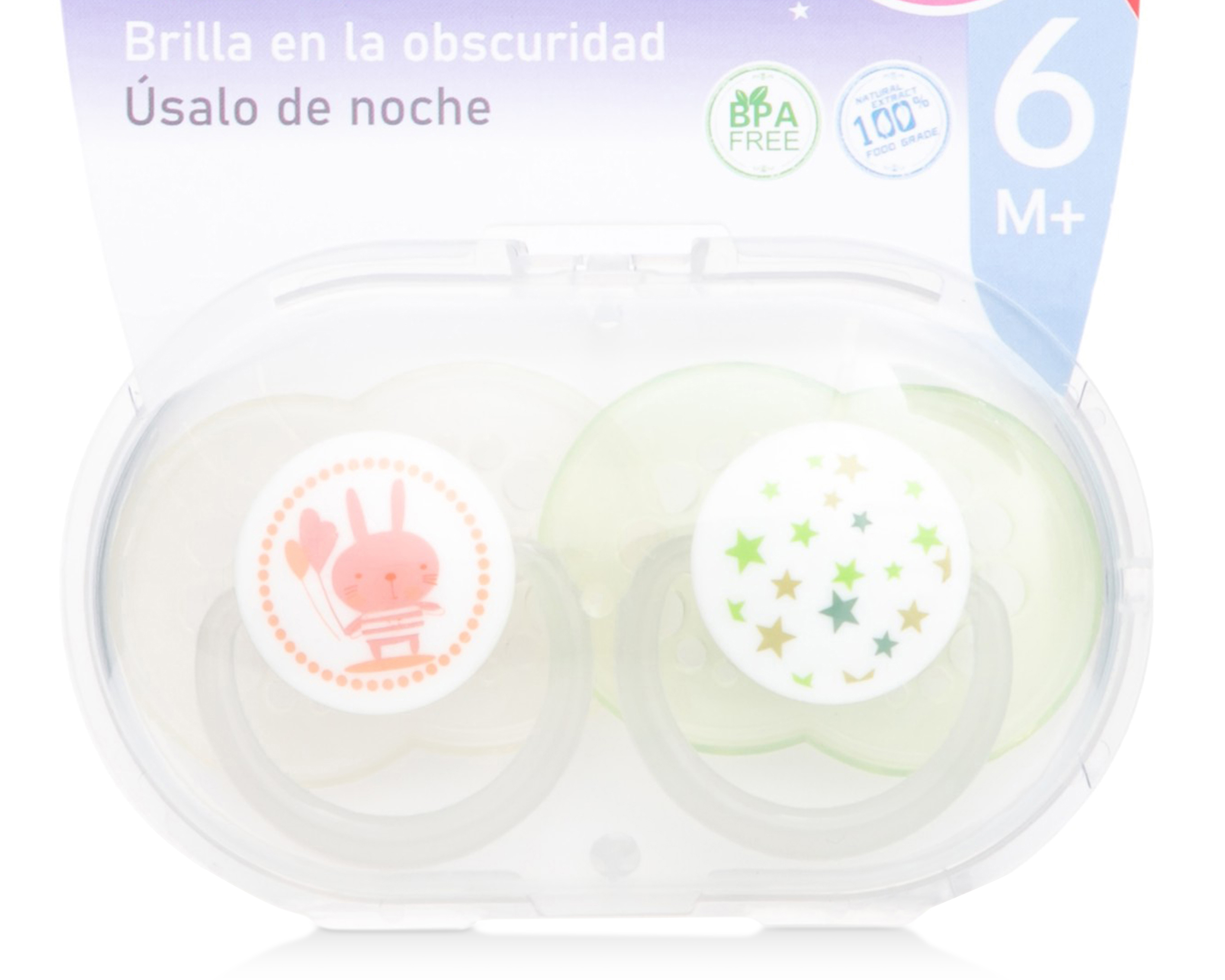 Foto 4 pulgar | Foto 3 | Chupón Baby Colors Brilla en la Oscuridad 2 Piezas