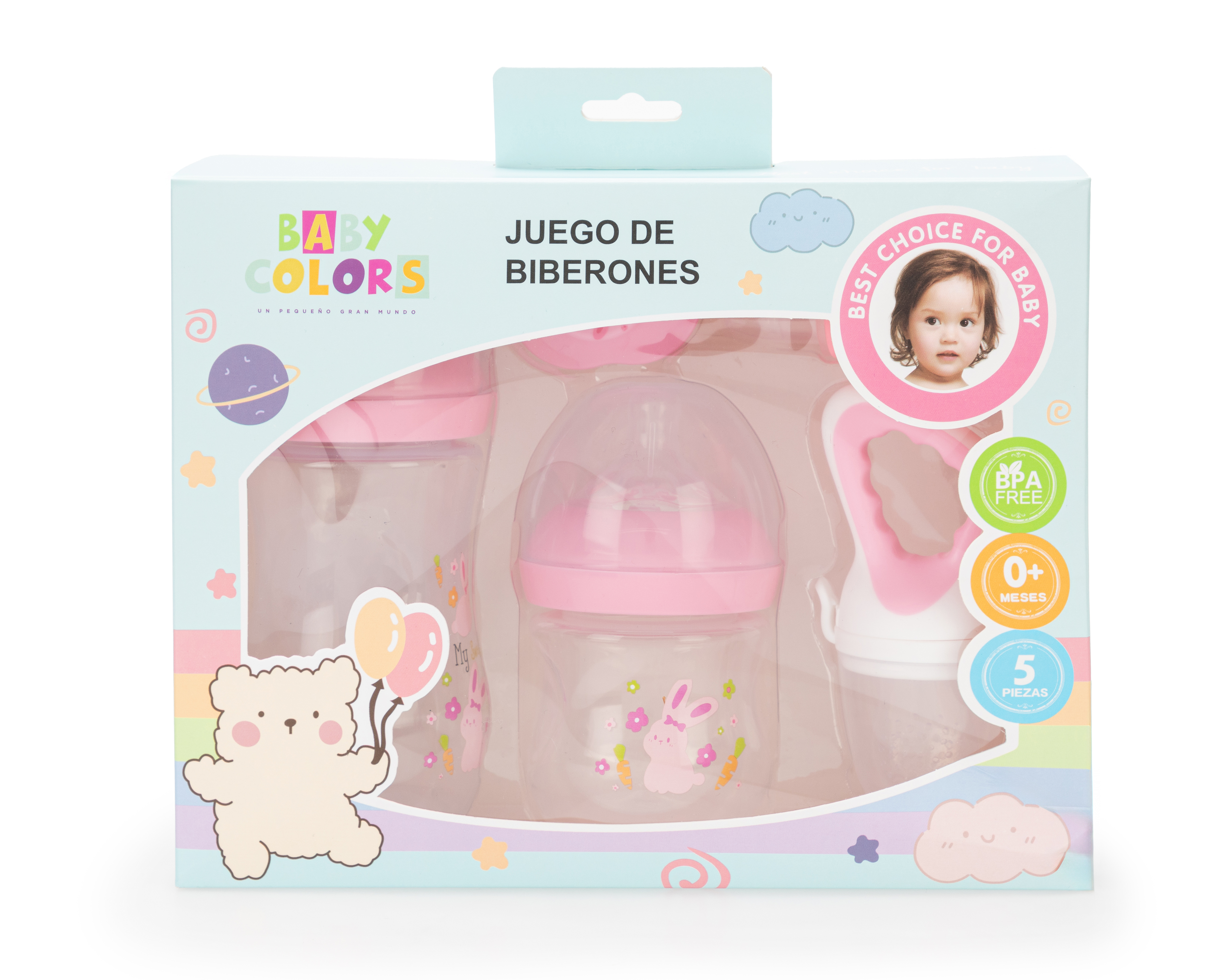 Foto 2 pulgar | Foto 1 | Biberón Baby Colors Rosa 5 Piezas