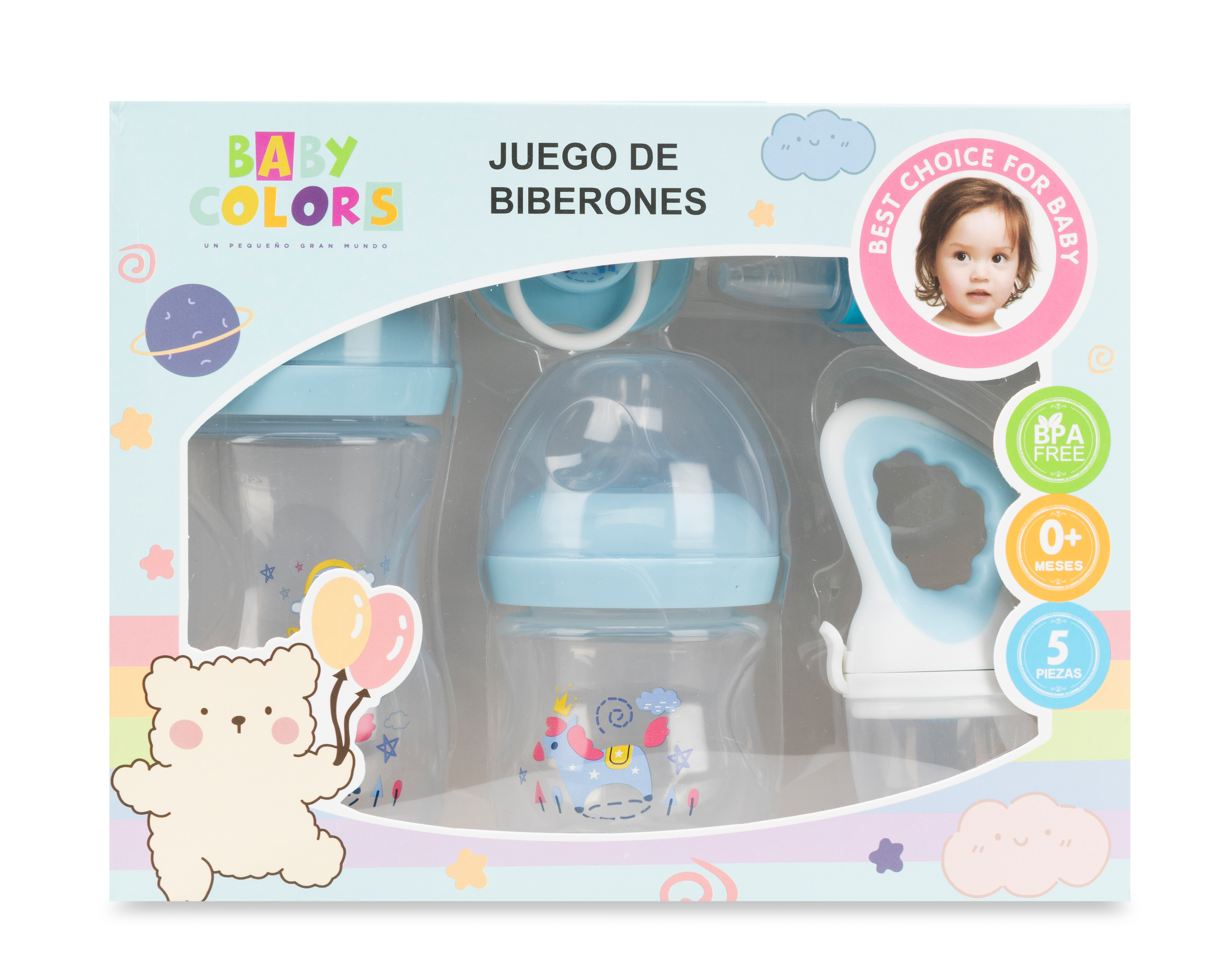 Foto 5 pulgar | Foto 4 | Biberón Baby Colors Azul 5 Piezas